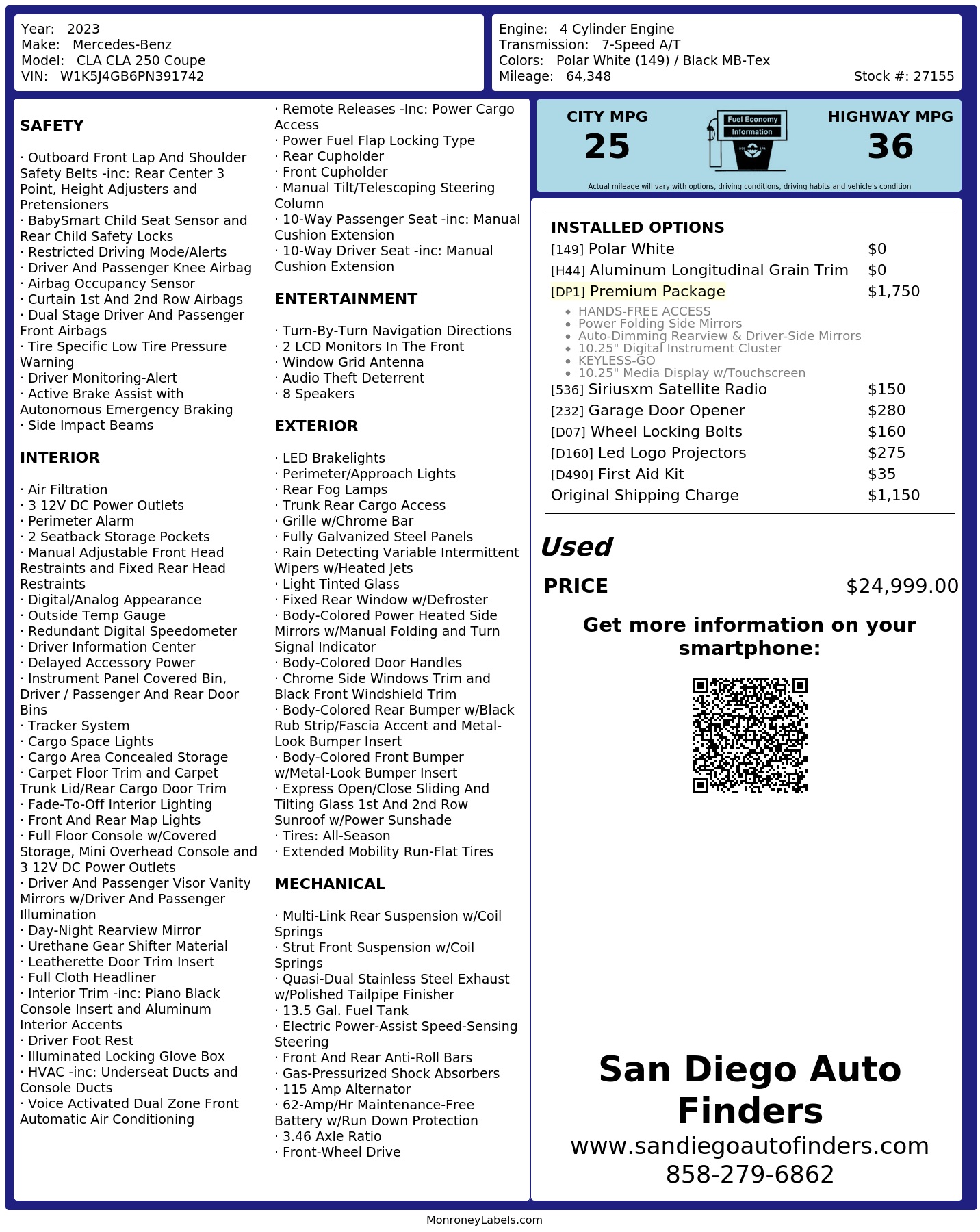 Monroney Label