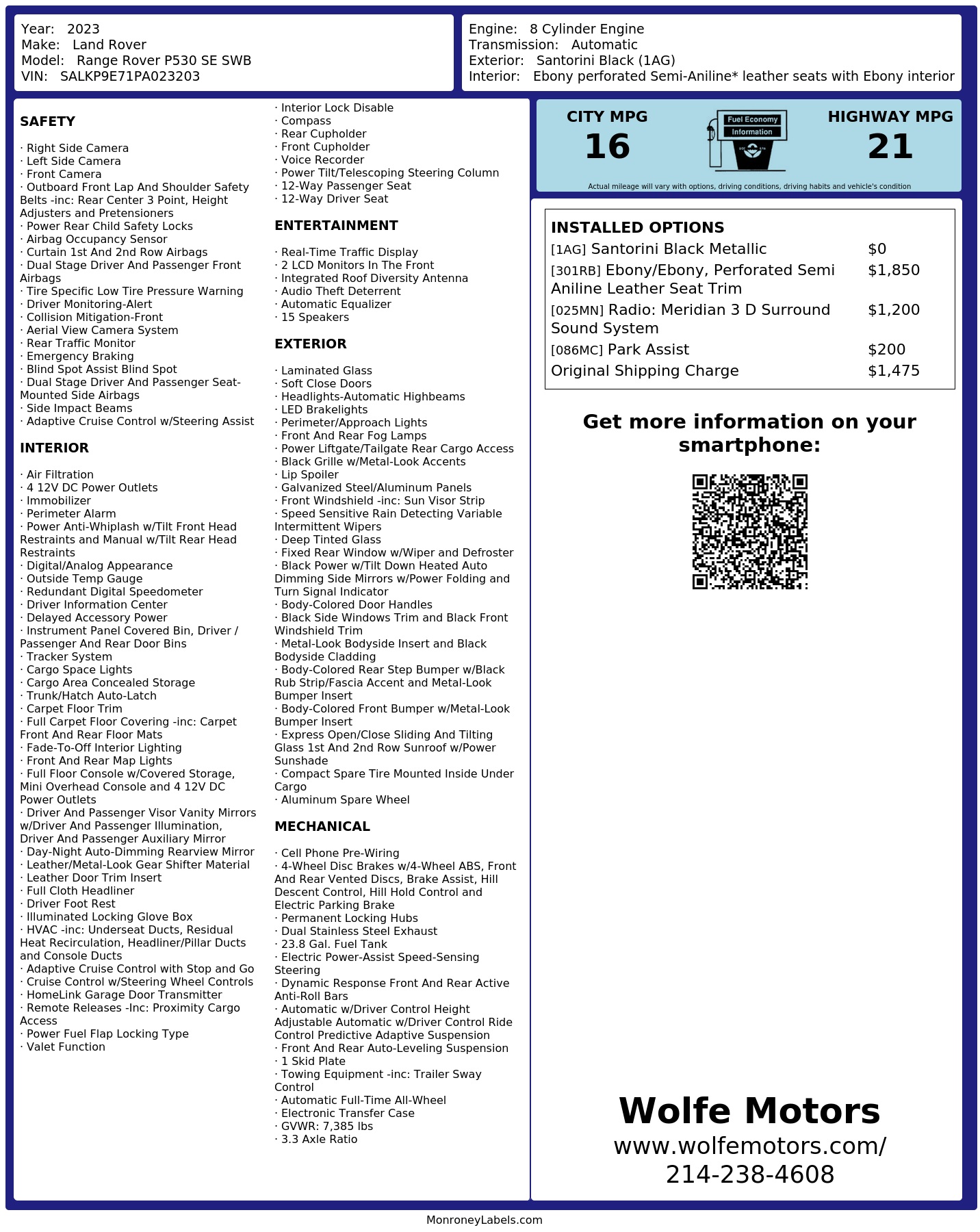 Monroney Label