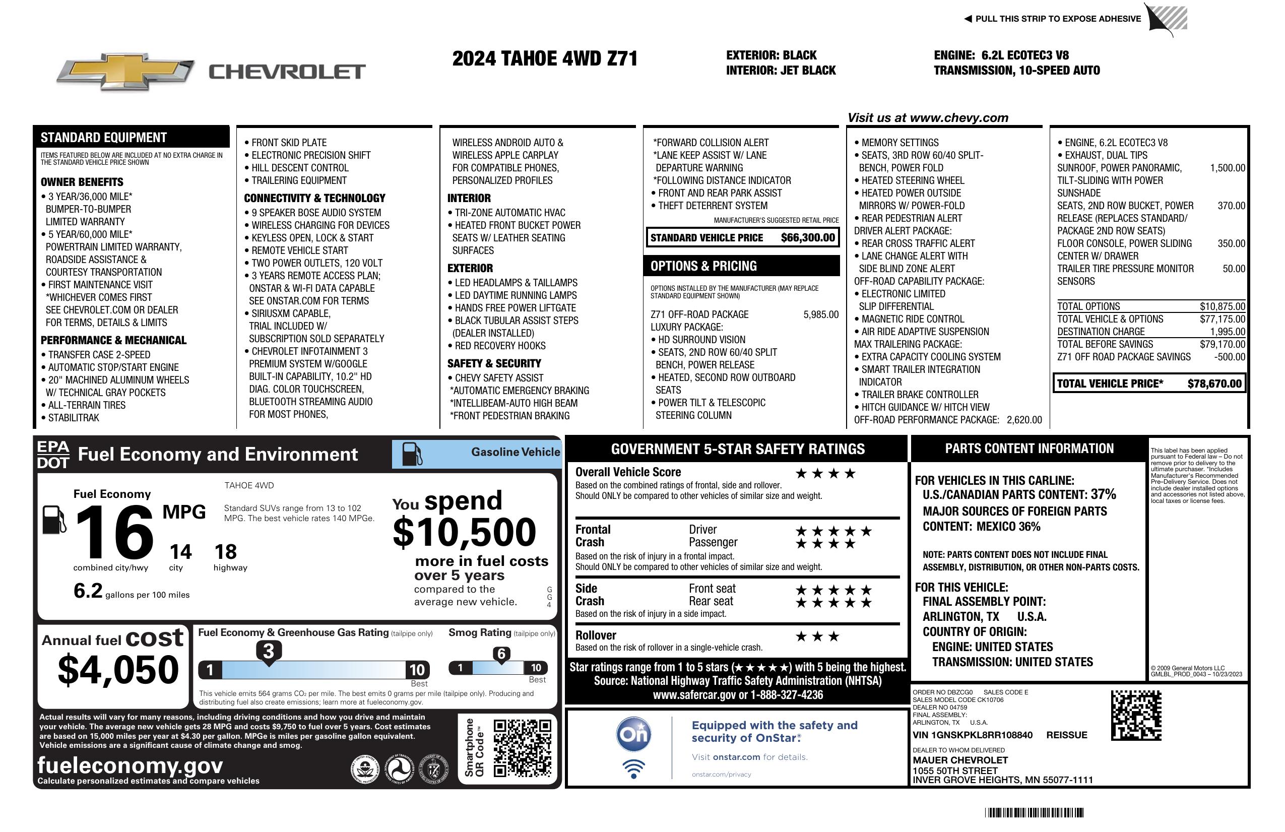 Monroney Label
