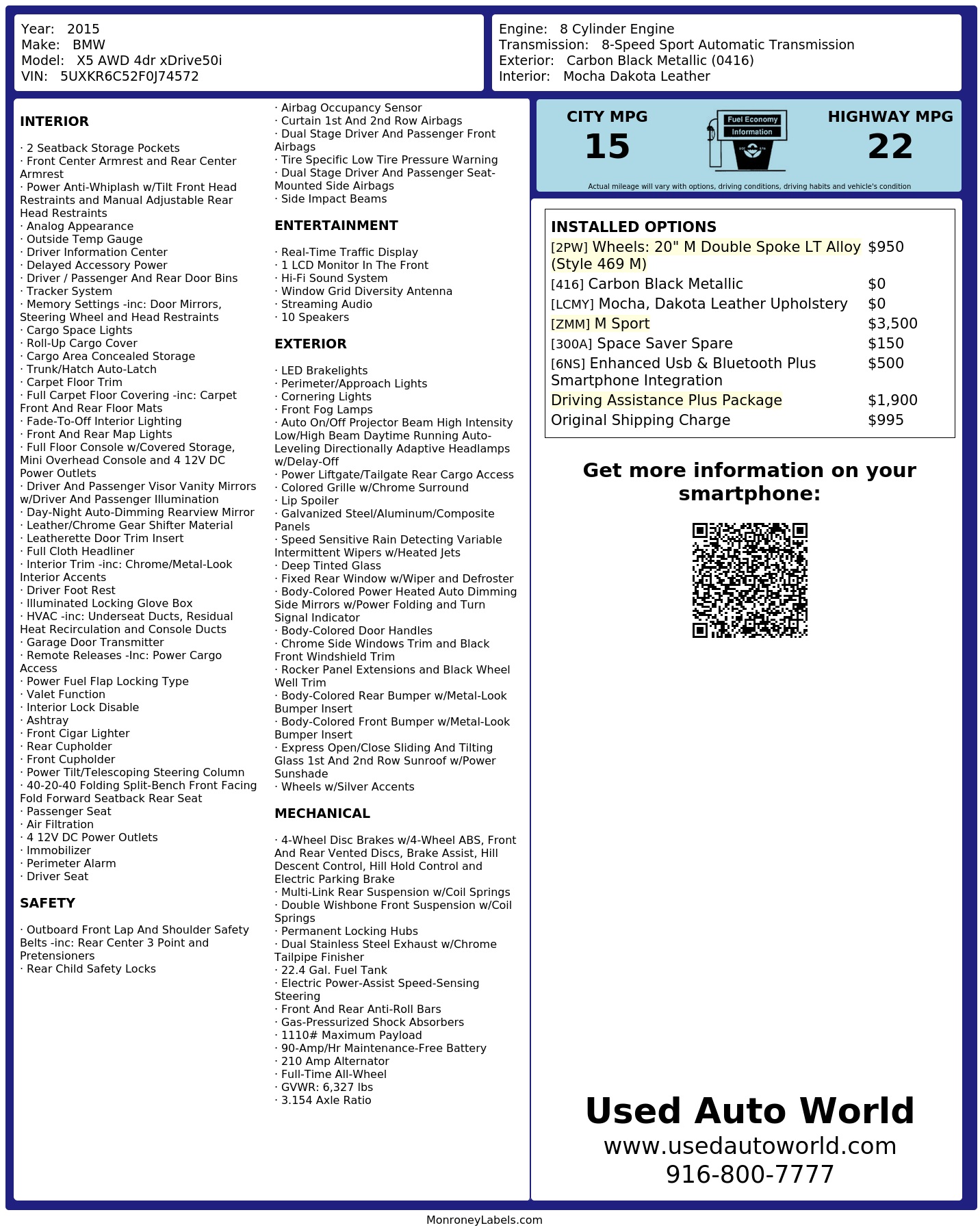 Monroney Label