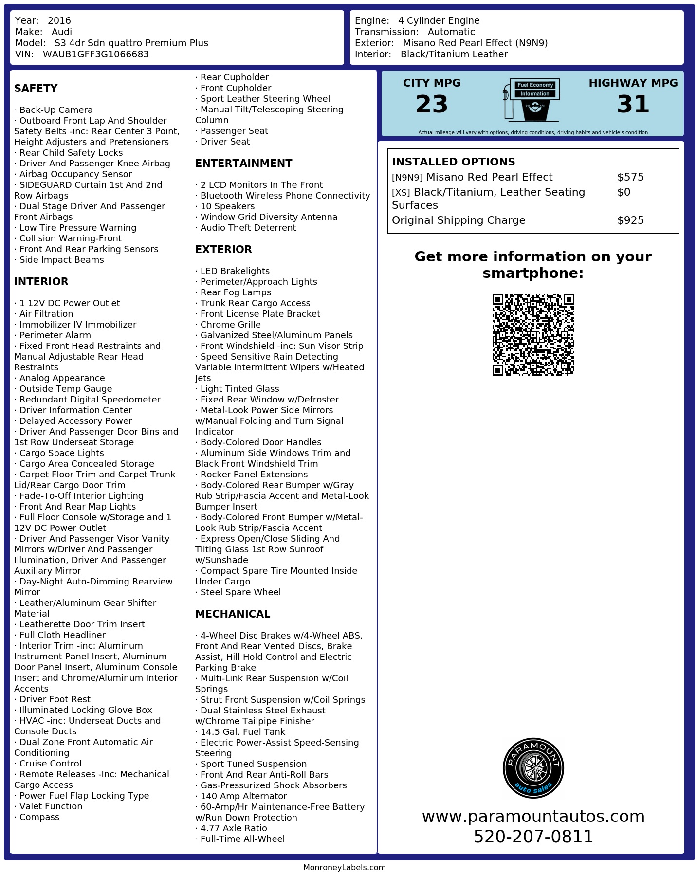 Monroney Label