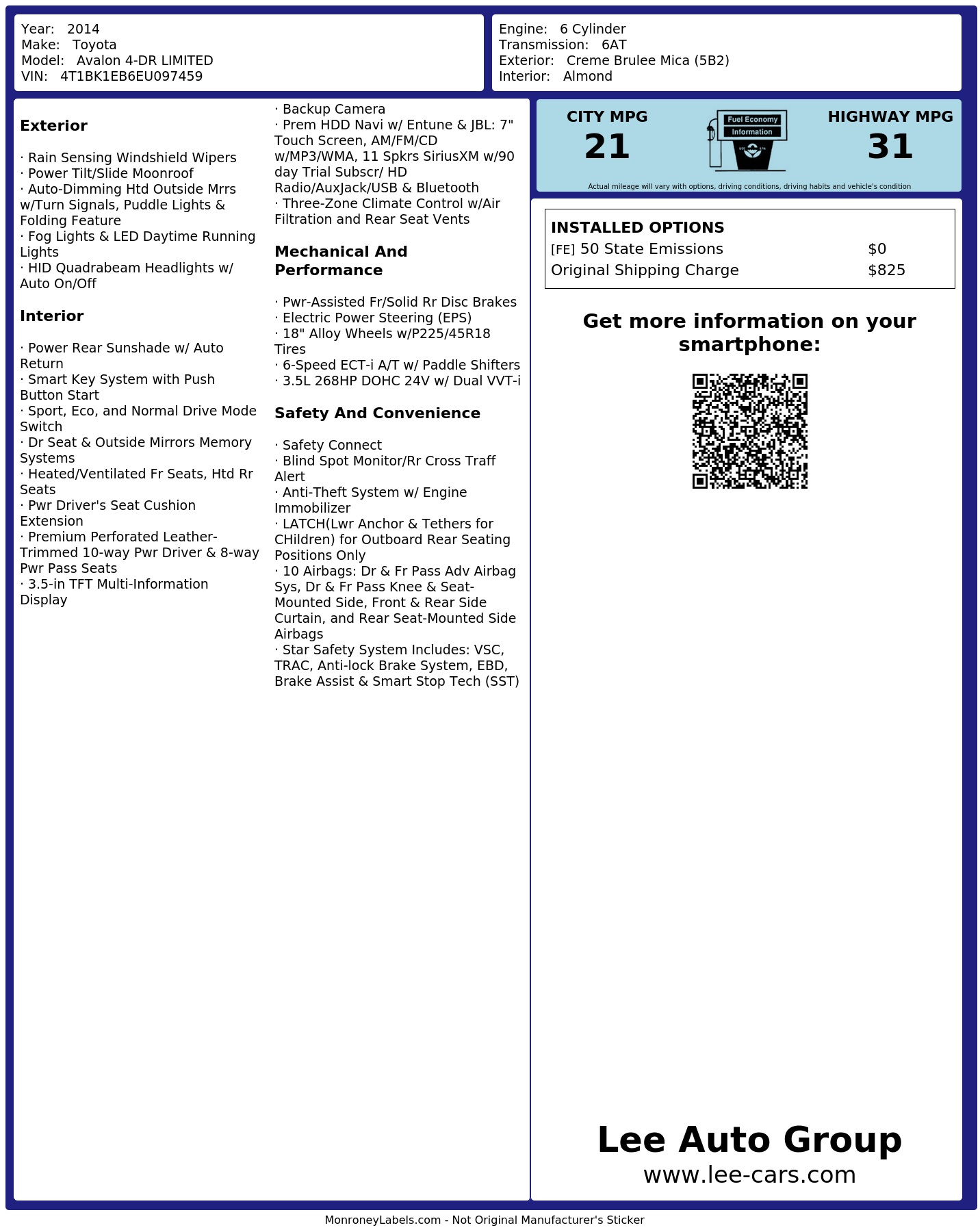Monroney Label