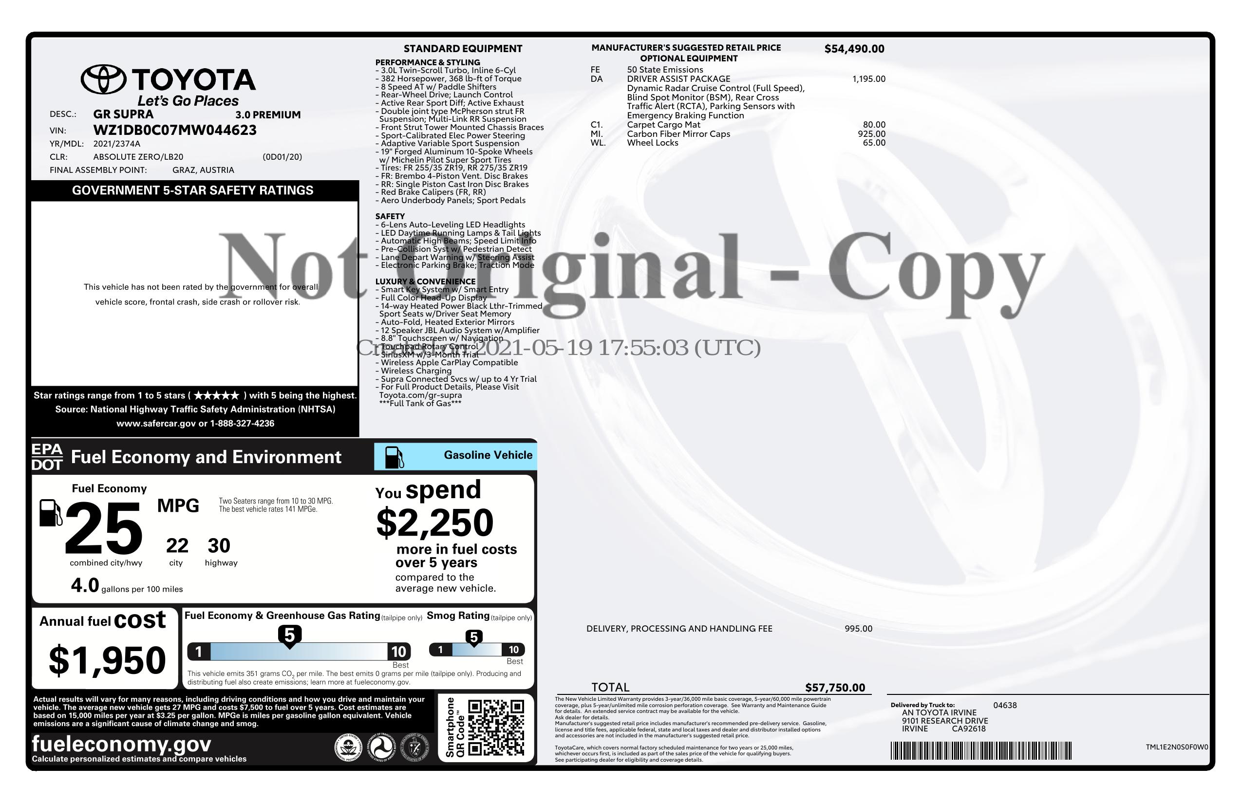 Monroney Label