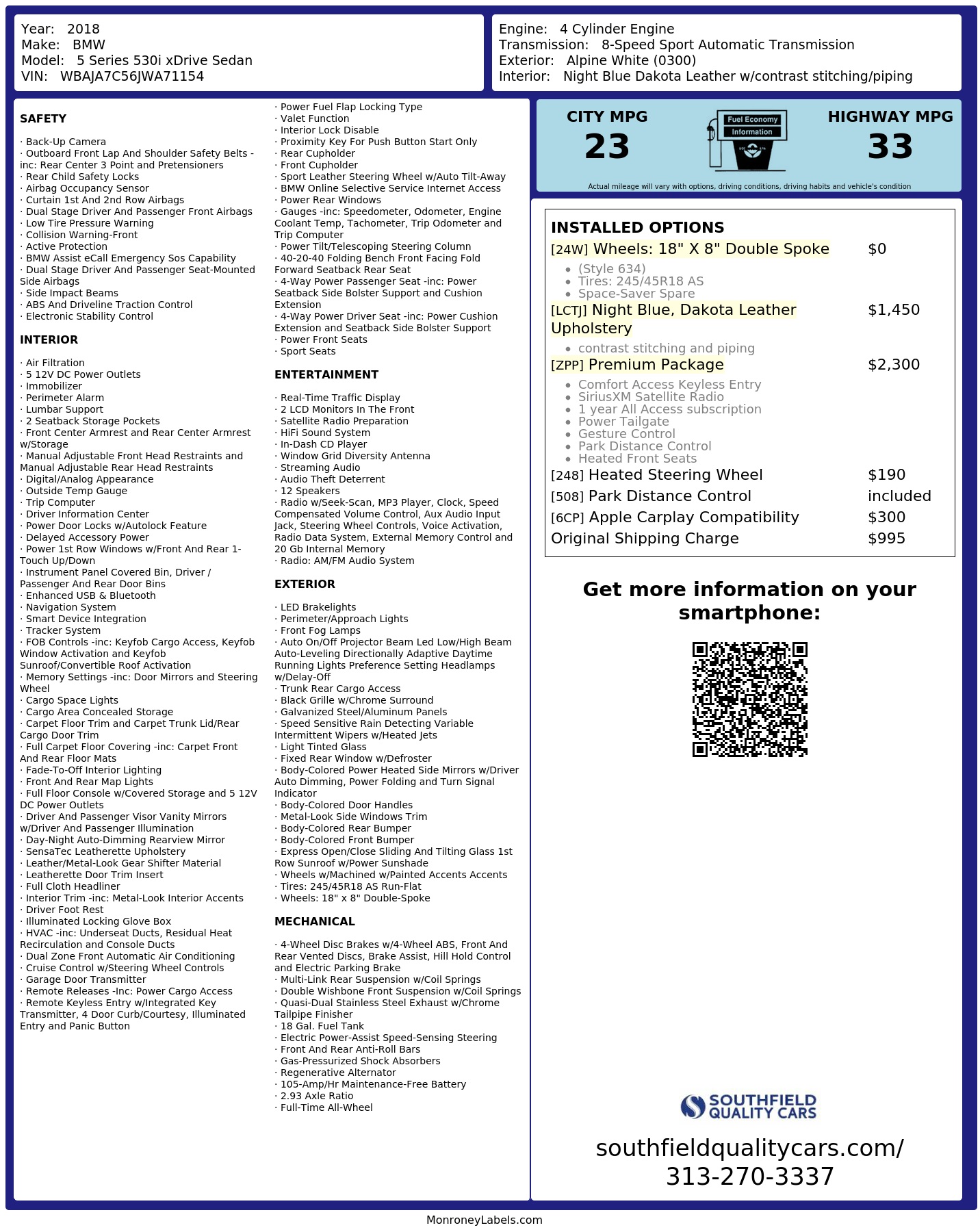 Monroney Label