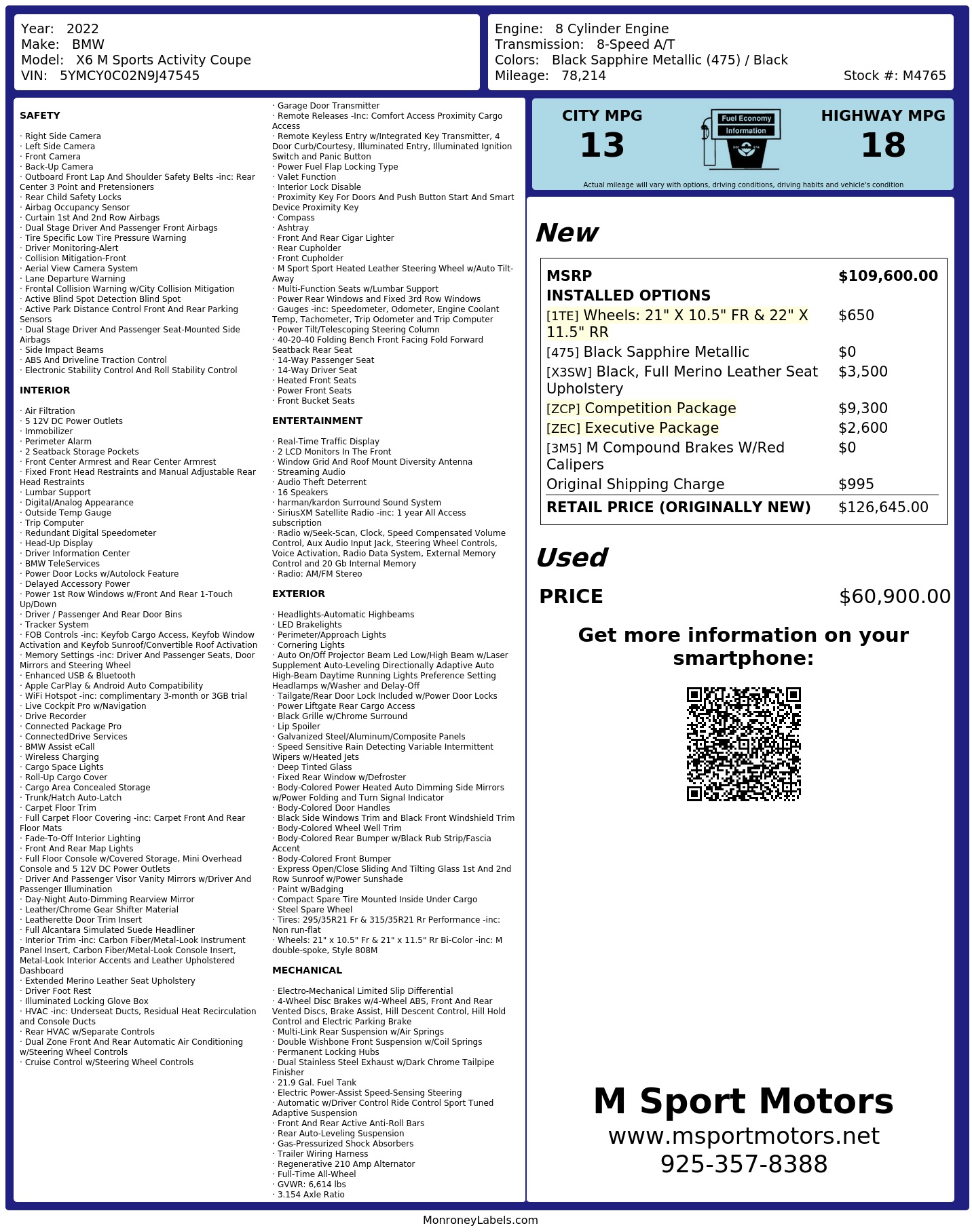 Monroney Label