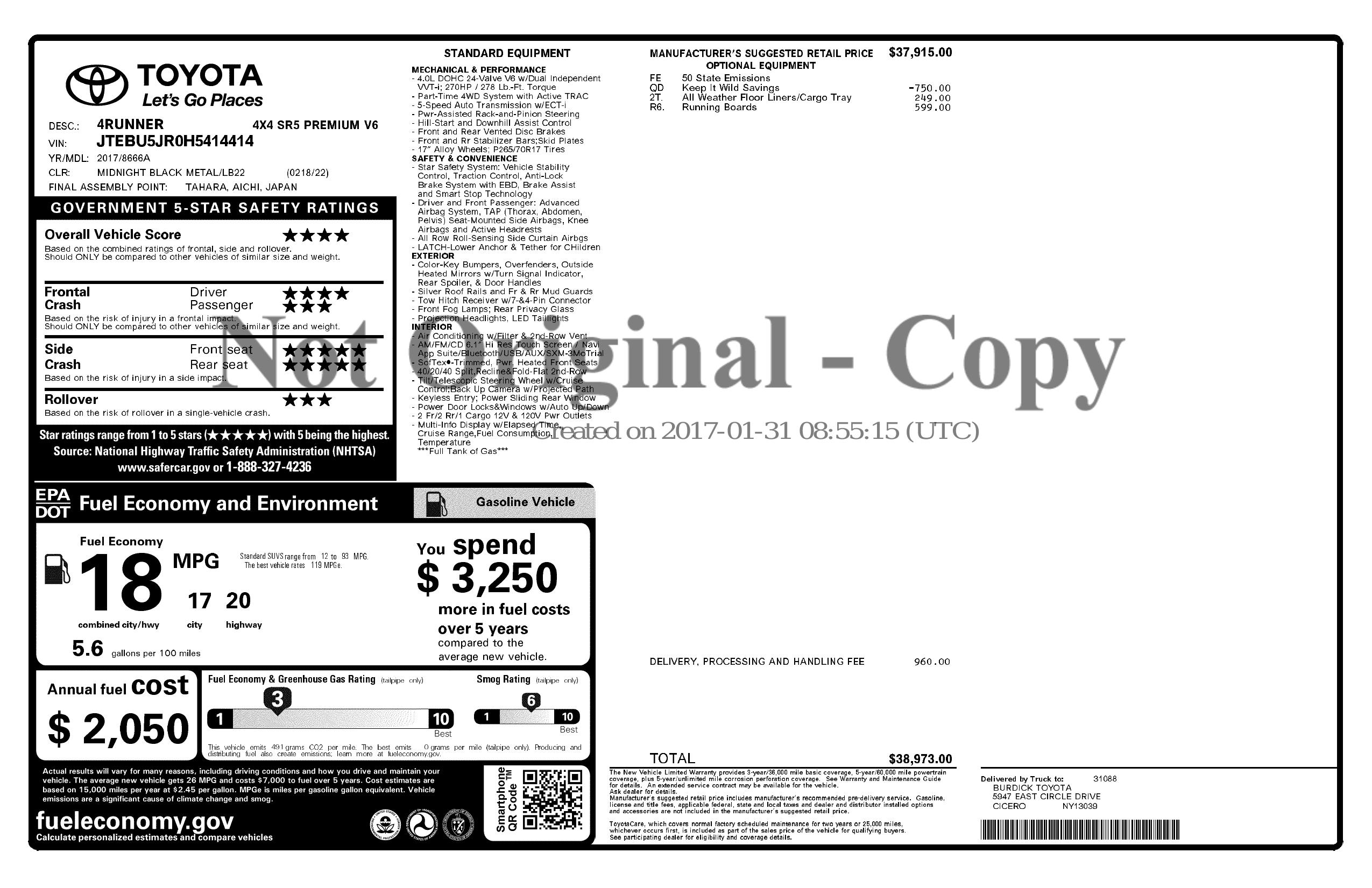 Monroney Label