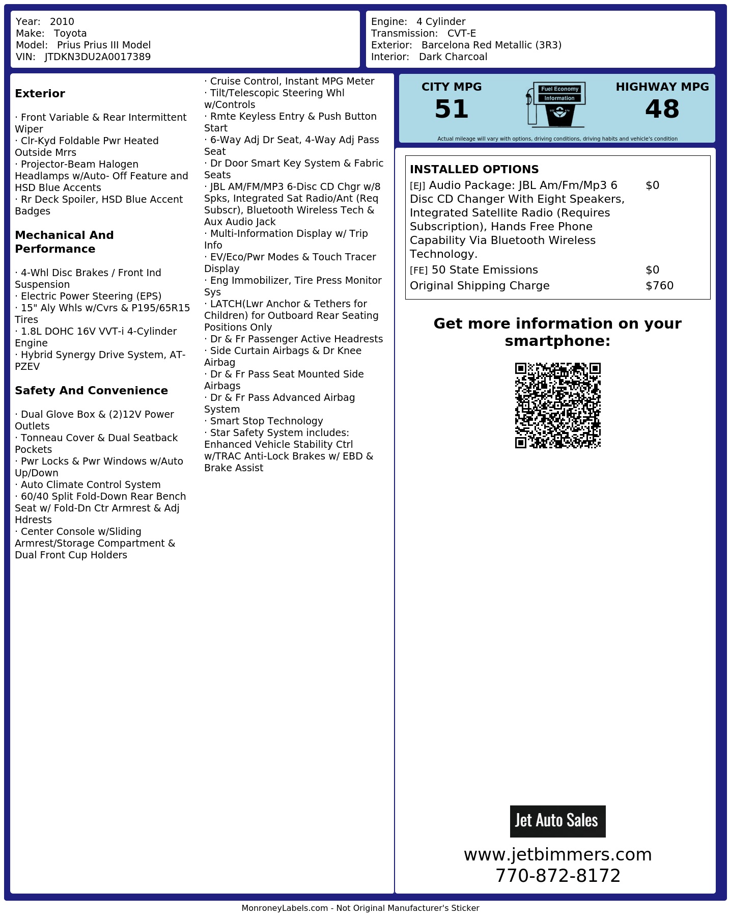 Monroney Label
