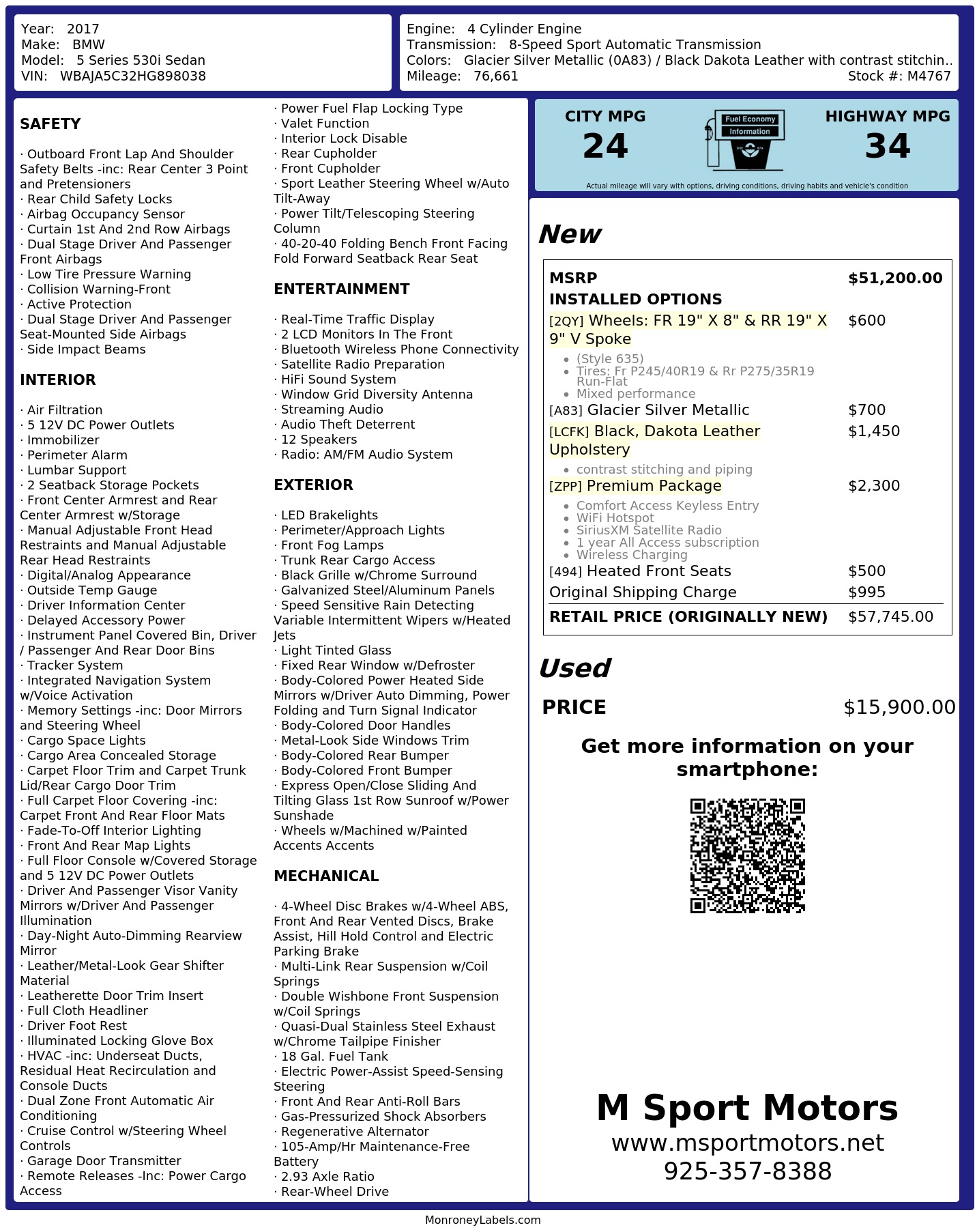 Monroney Label