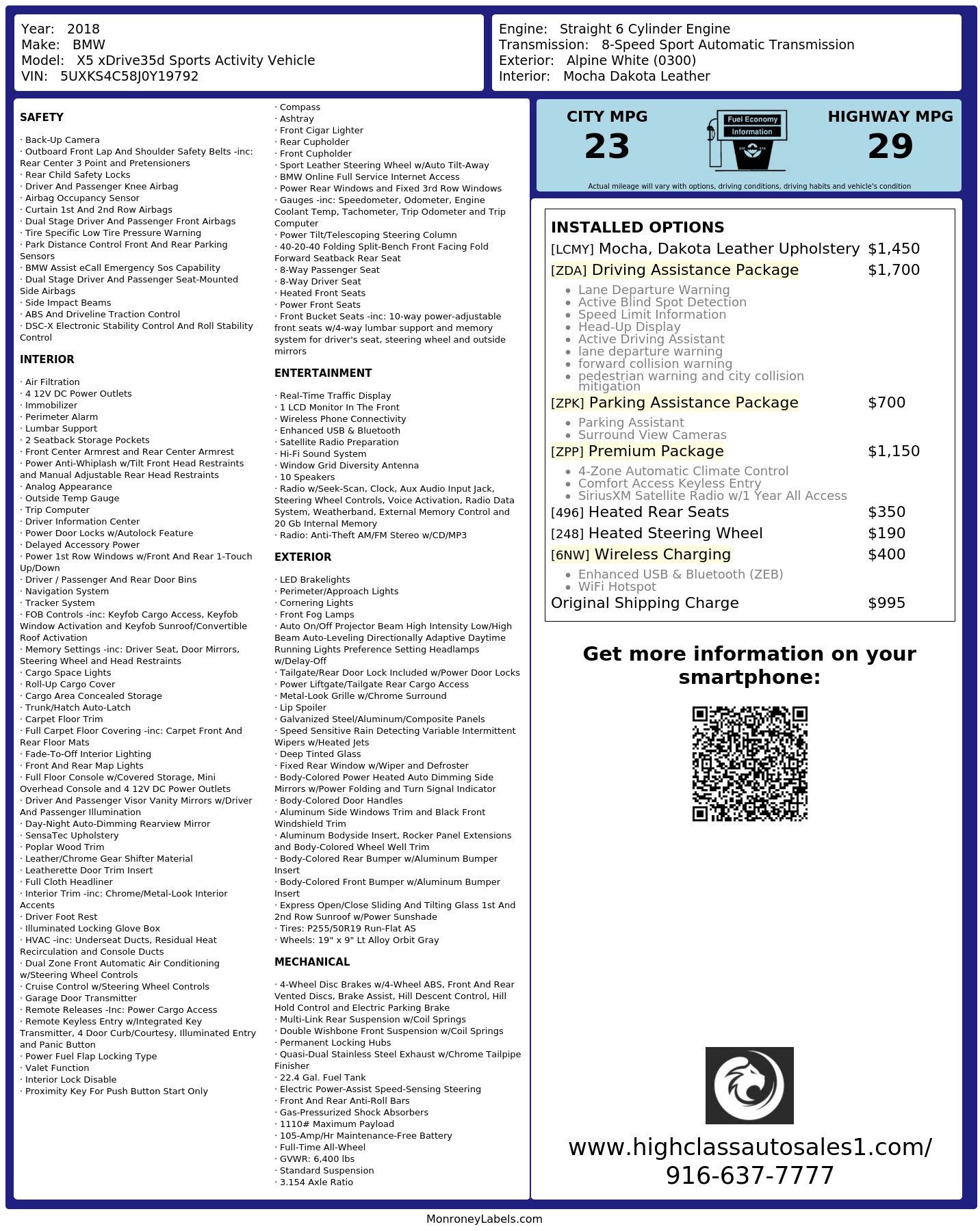 Monroney Label