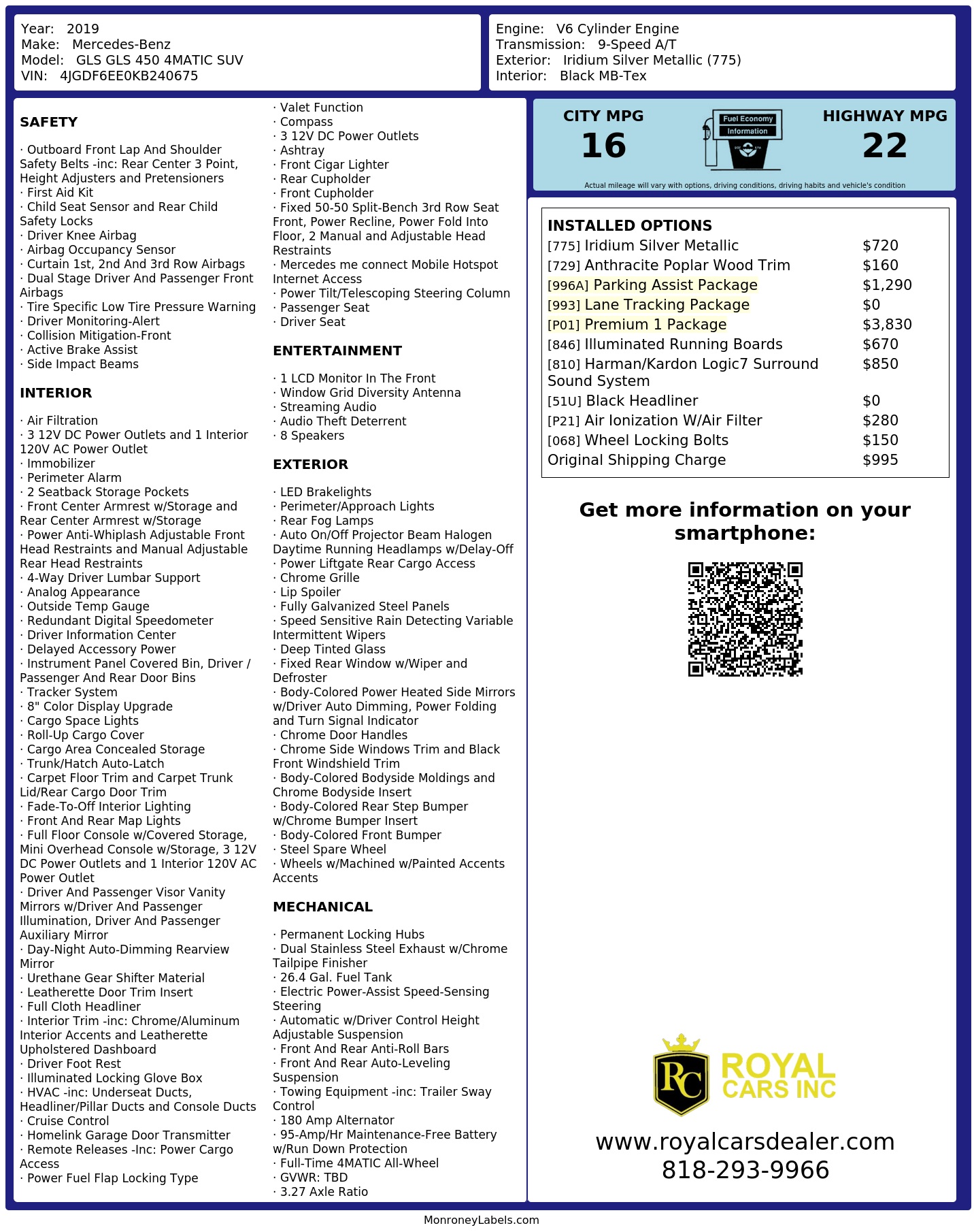 Monroney Label