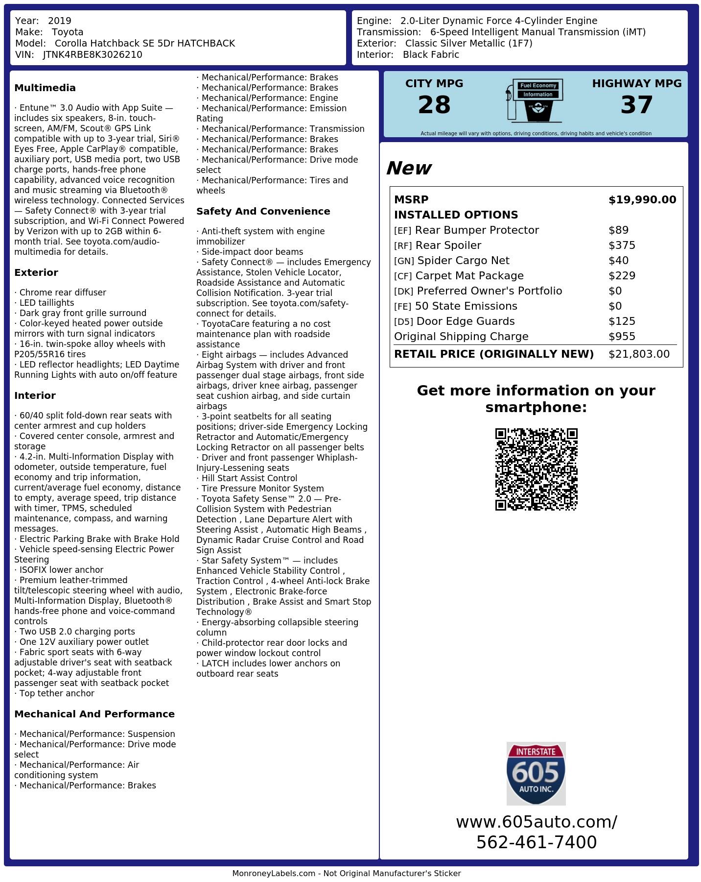 Monroney Label