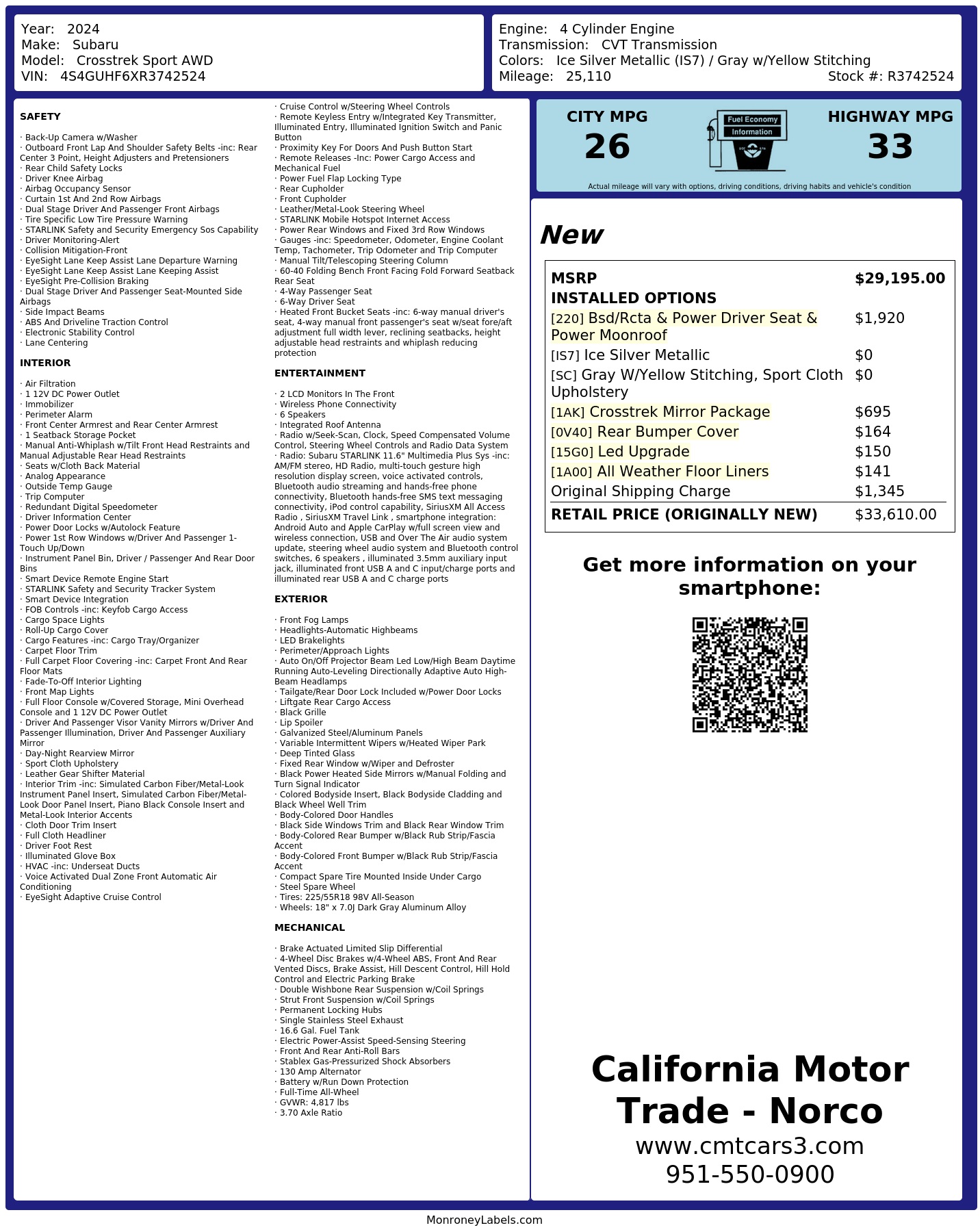 Monroney Label