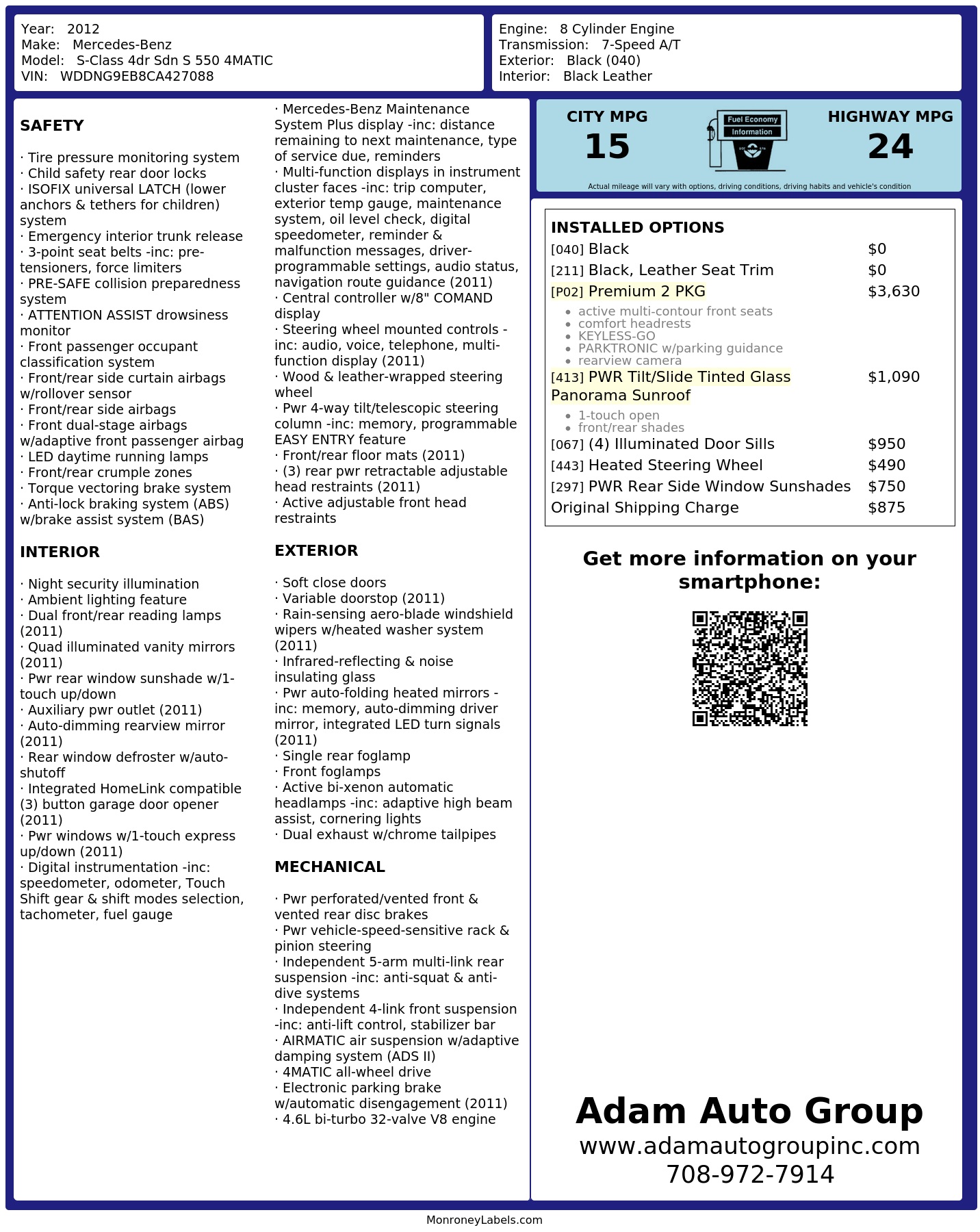Monroney Label