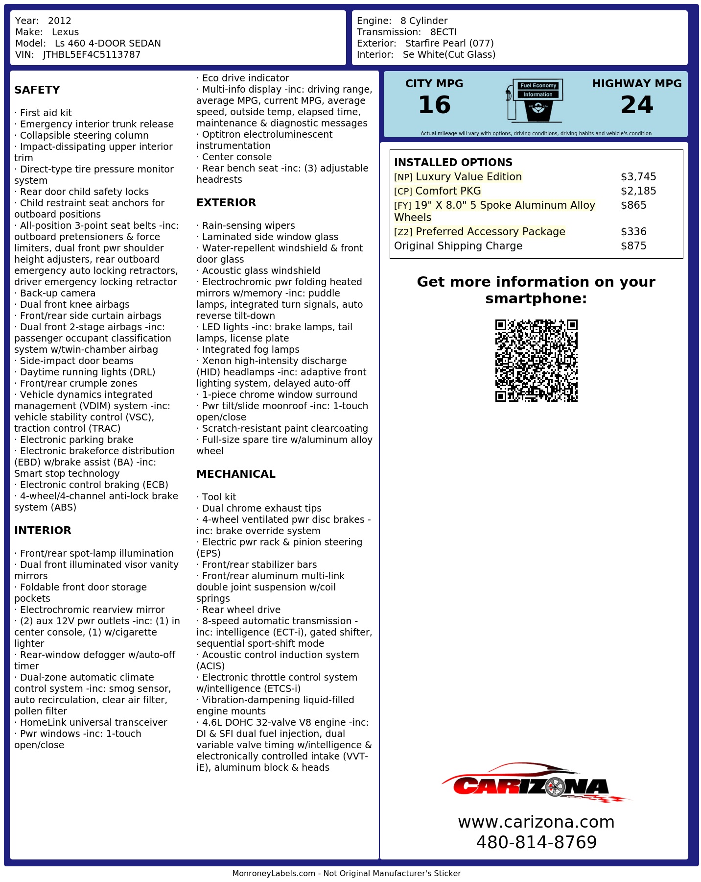 Monroney Label