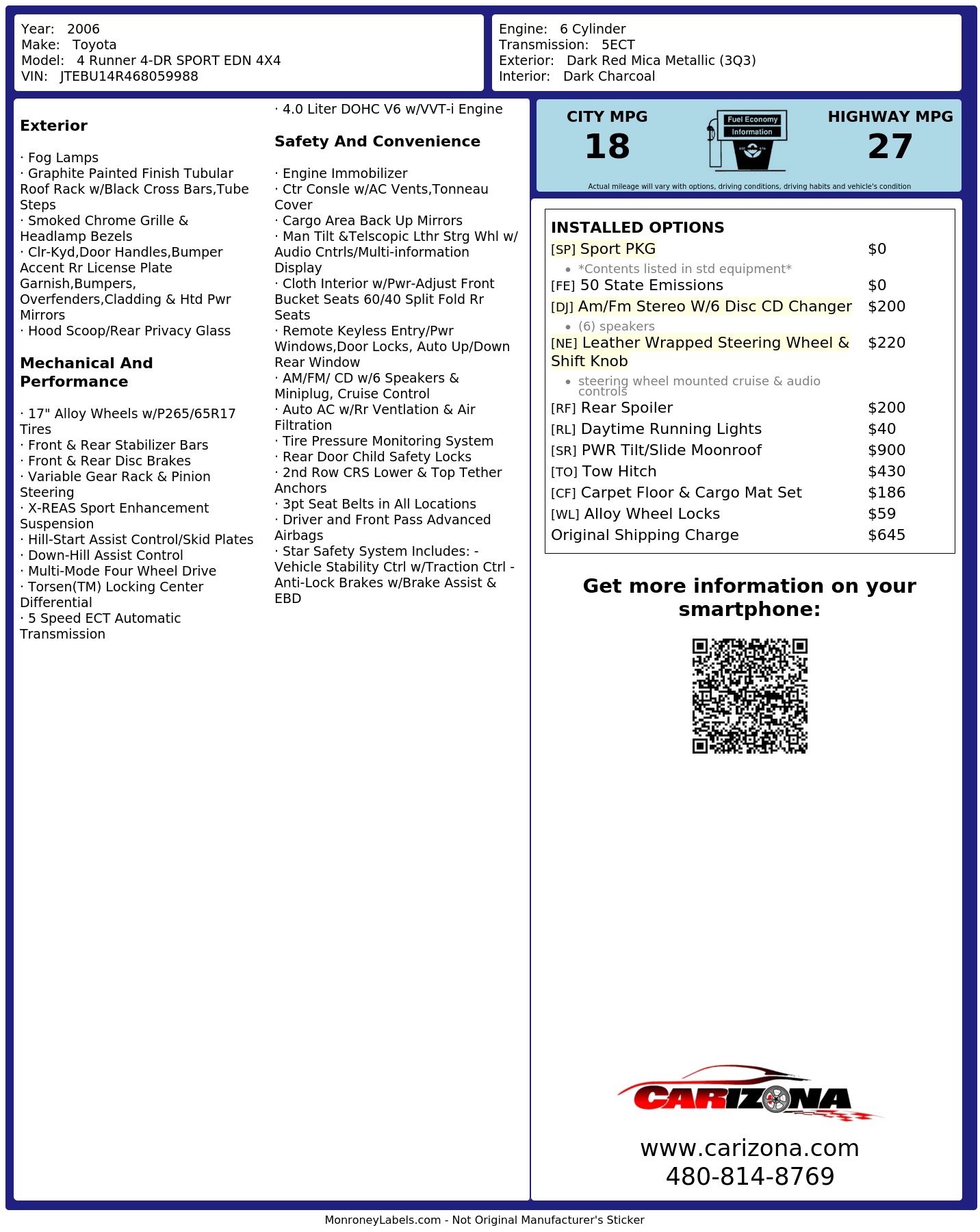Monroney Label
