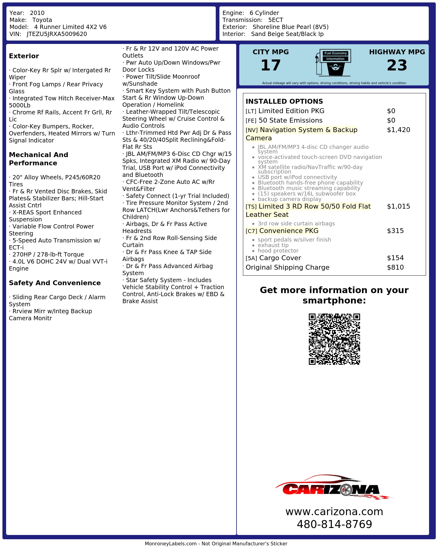 Monroney Label