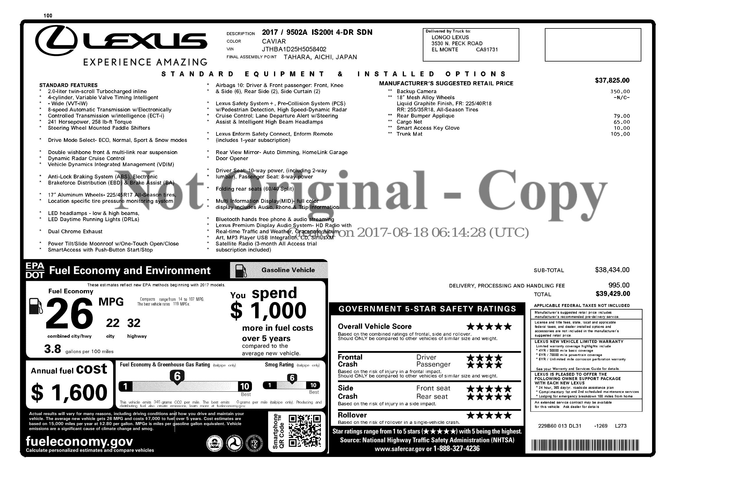 Monroney Label