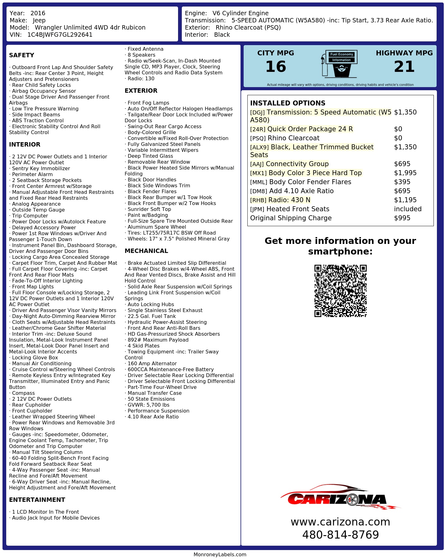 Monroney Label