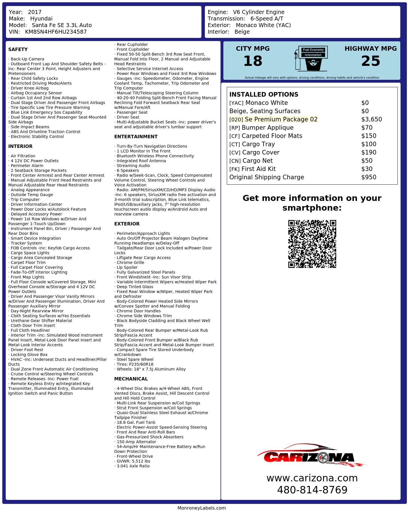 Monroney Label