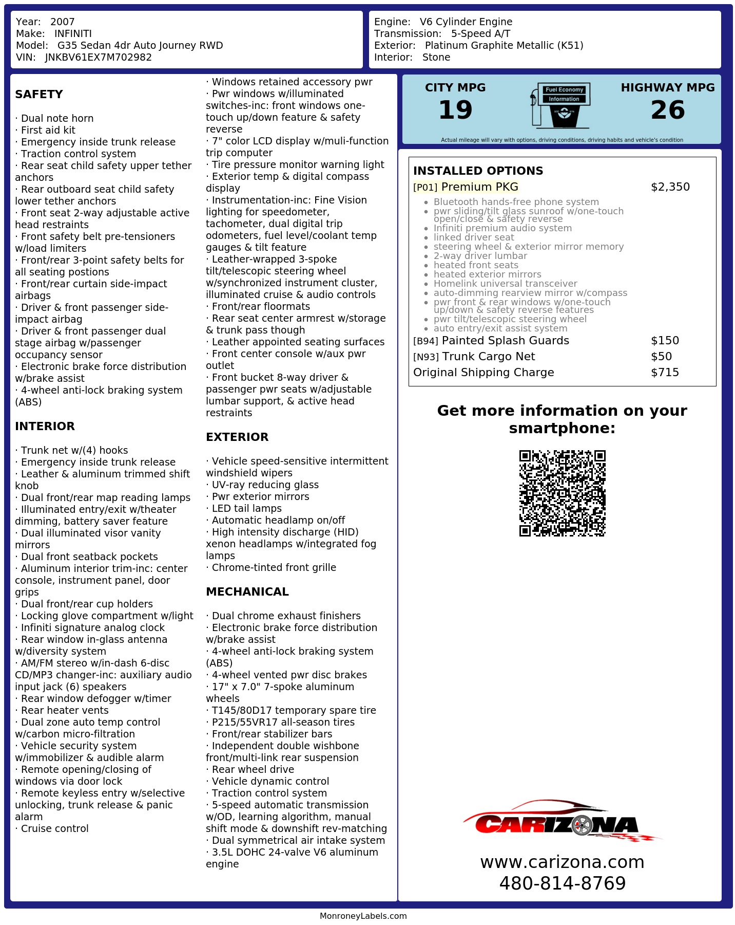 Monroney Label