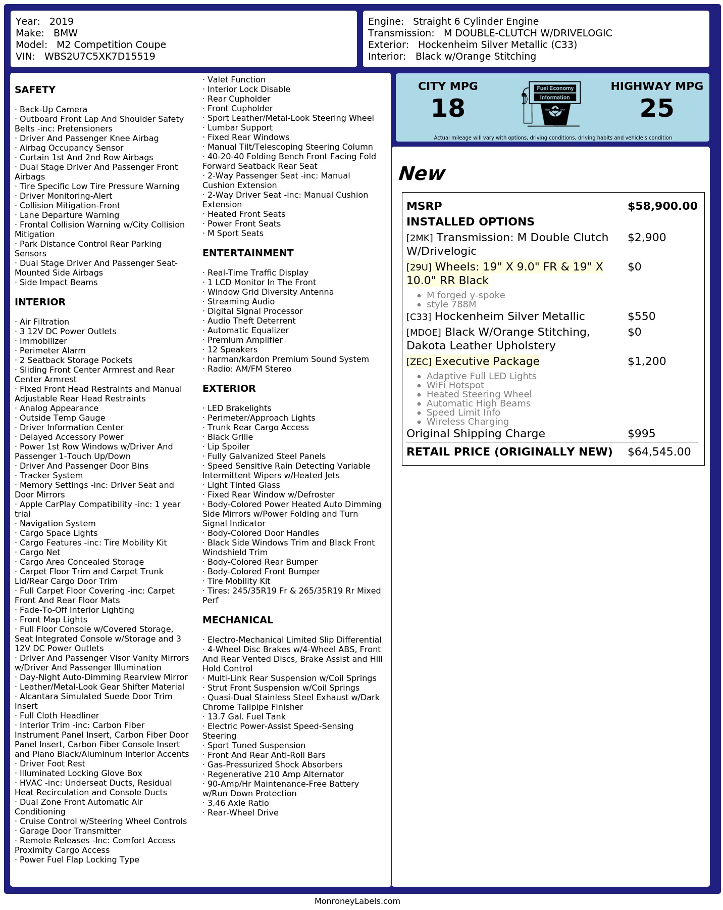 Monroney Label