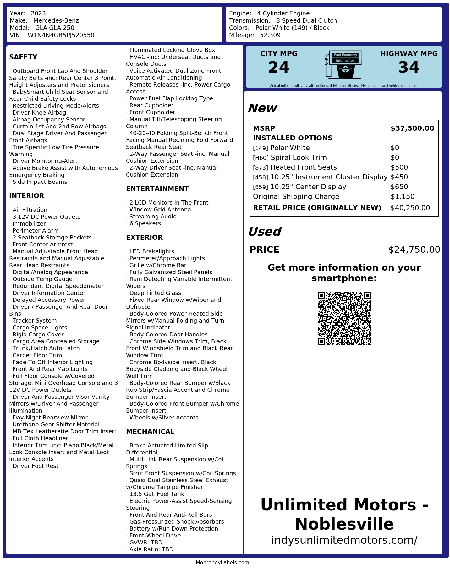 Monroney Label