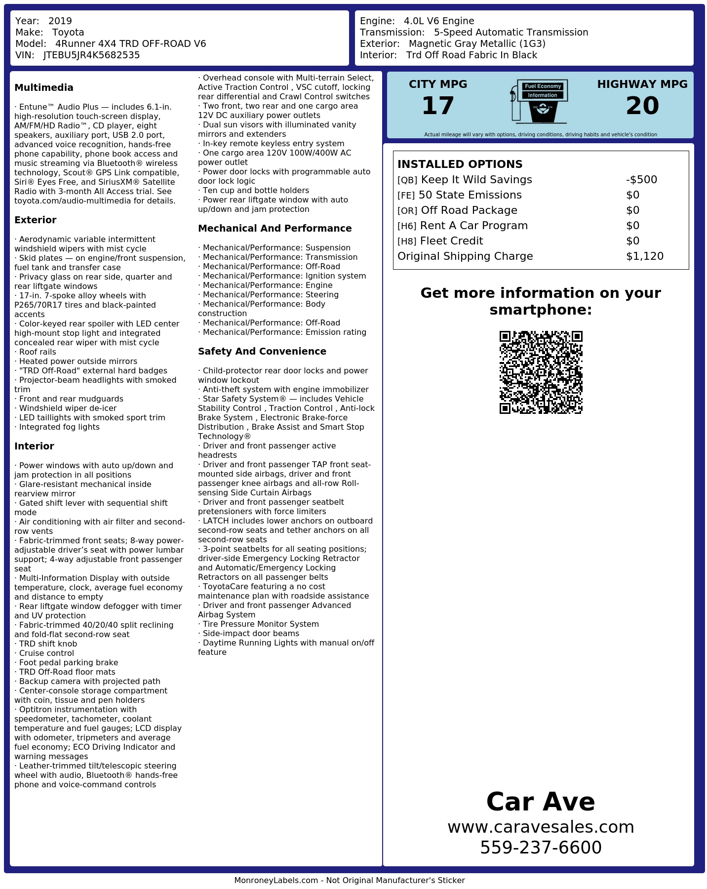 Monroney Label
