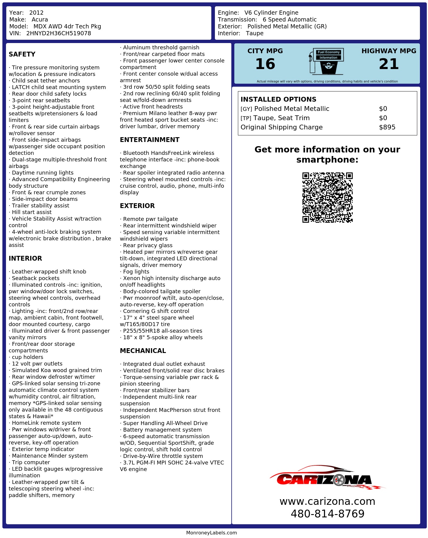 Monroney Label
