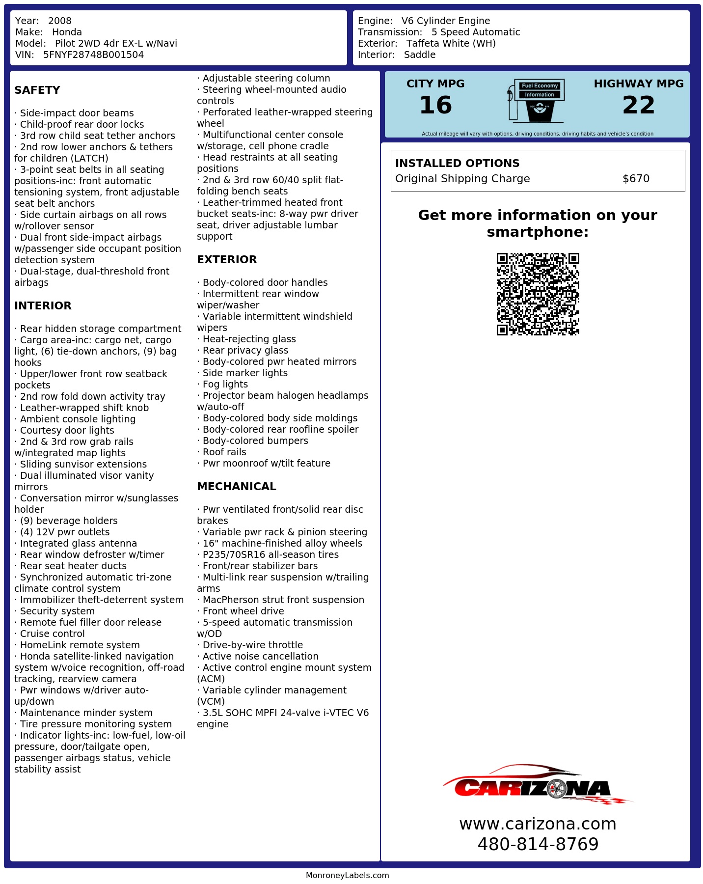 Monroney Label