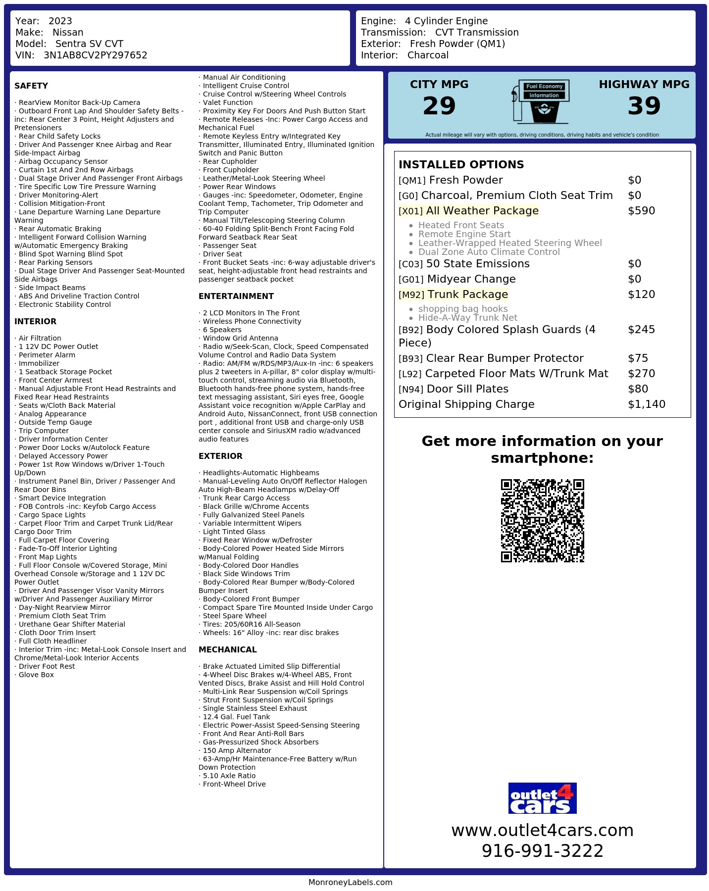 Monroney Label