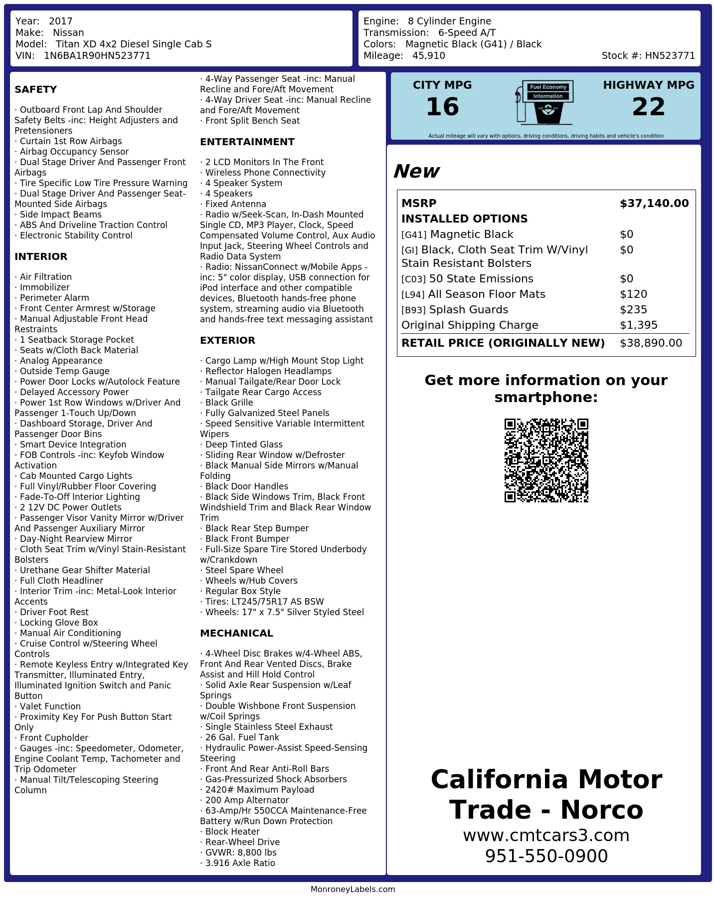 Monroney Label