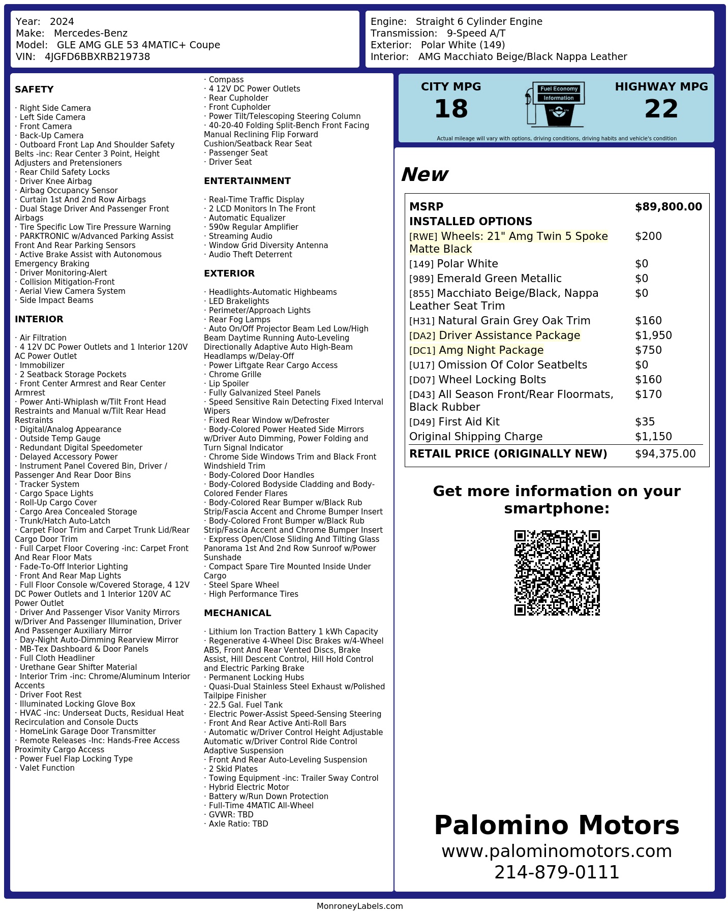 Monroney Label