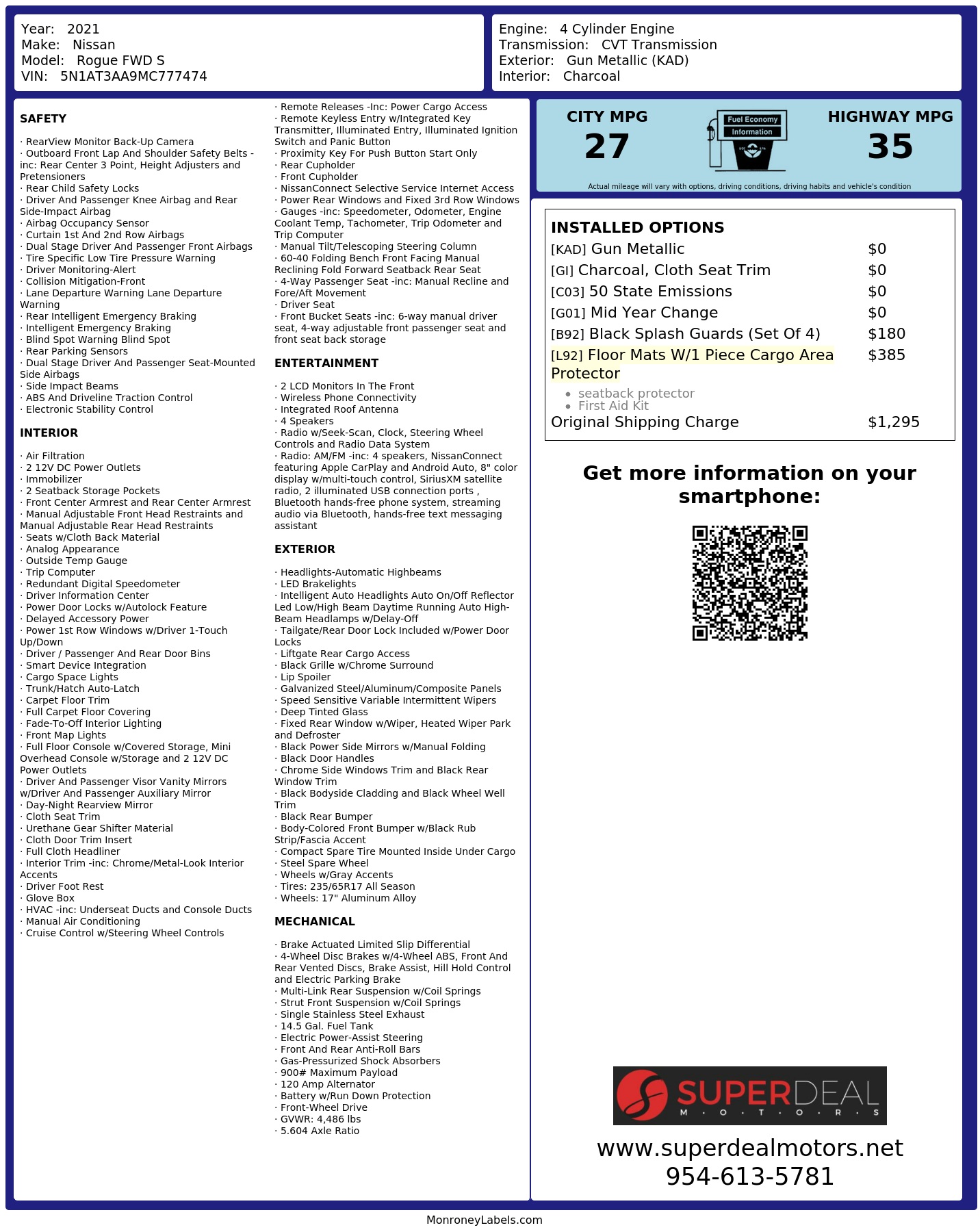Monroney Label