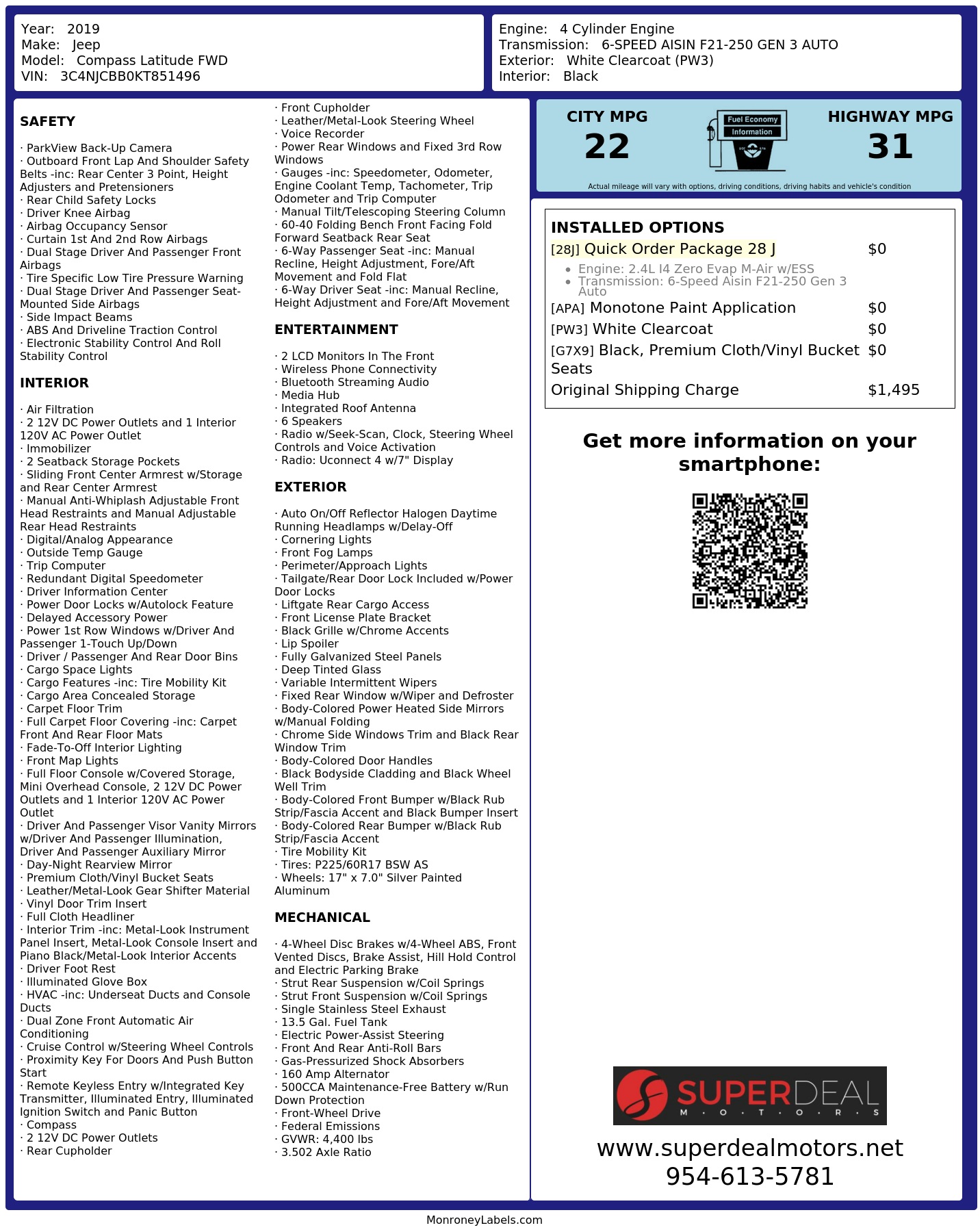 Monroney Label