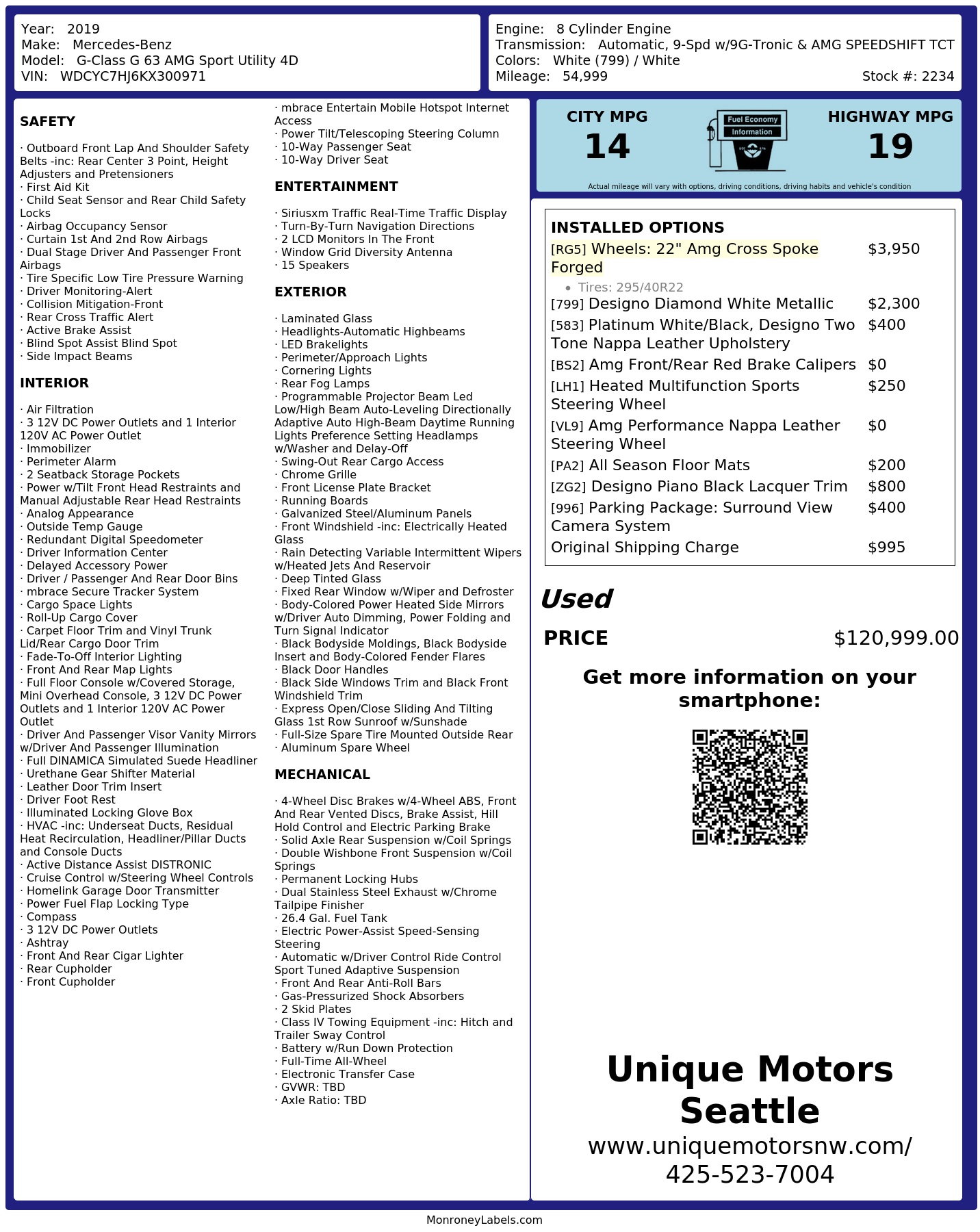 Monroney Label