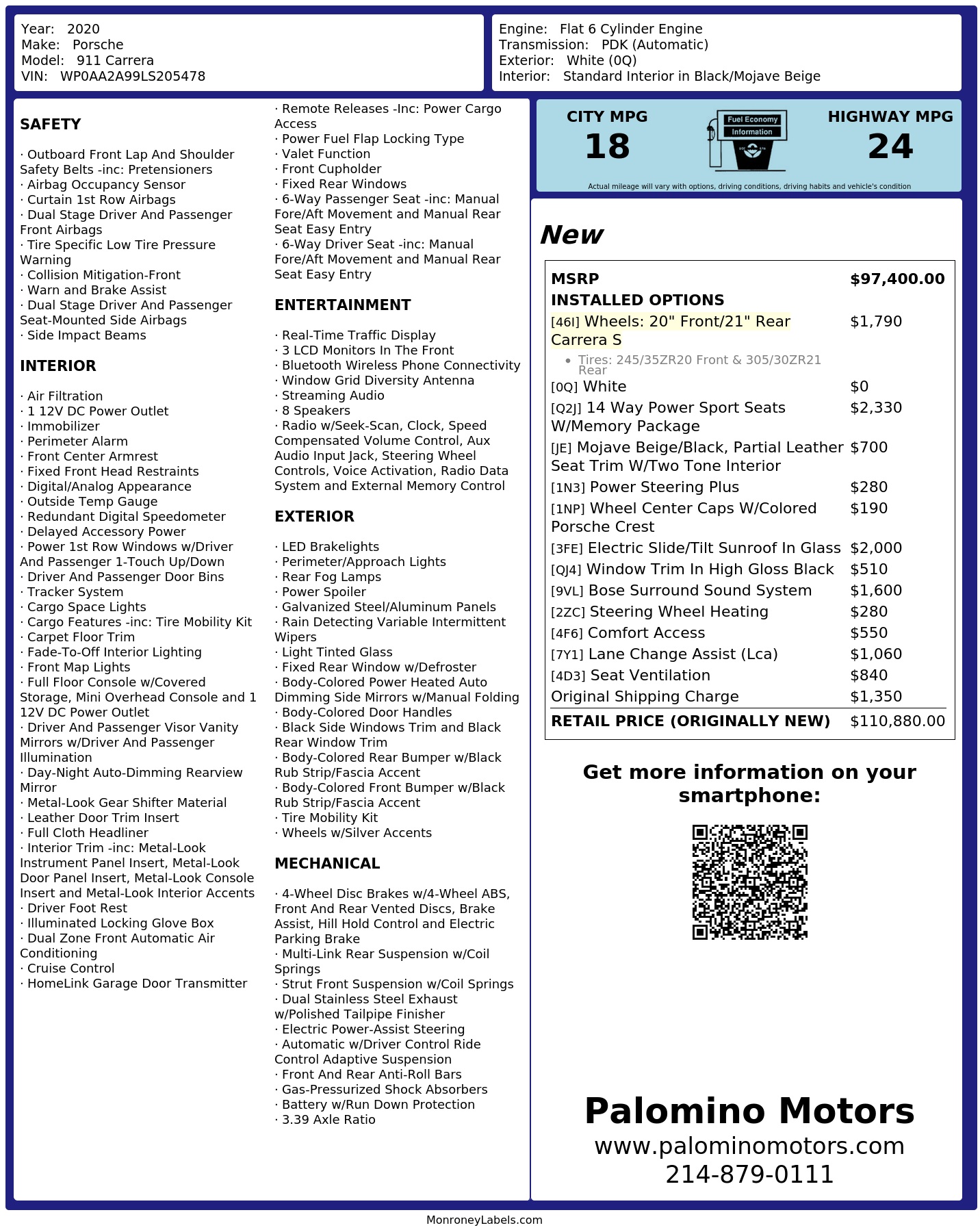 Monroney Label