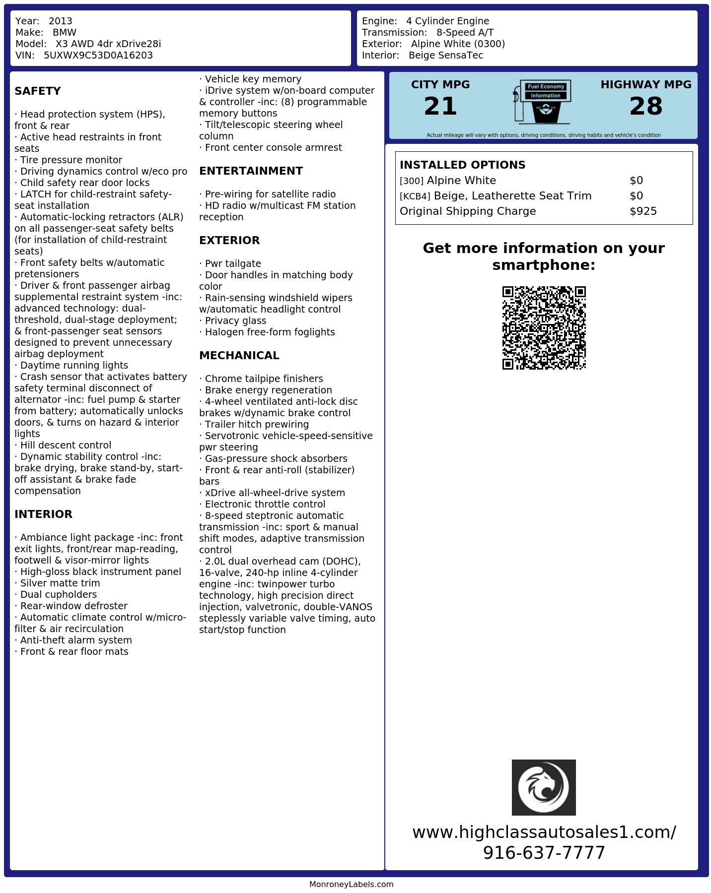 Monroney Label