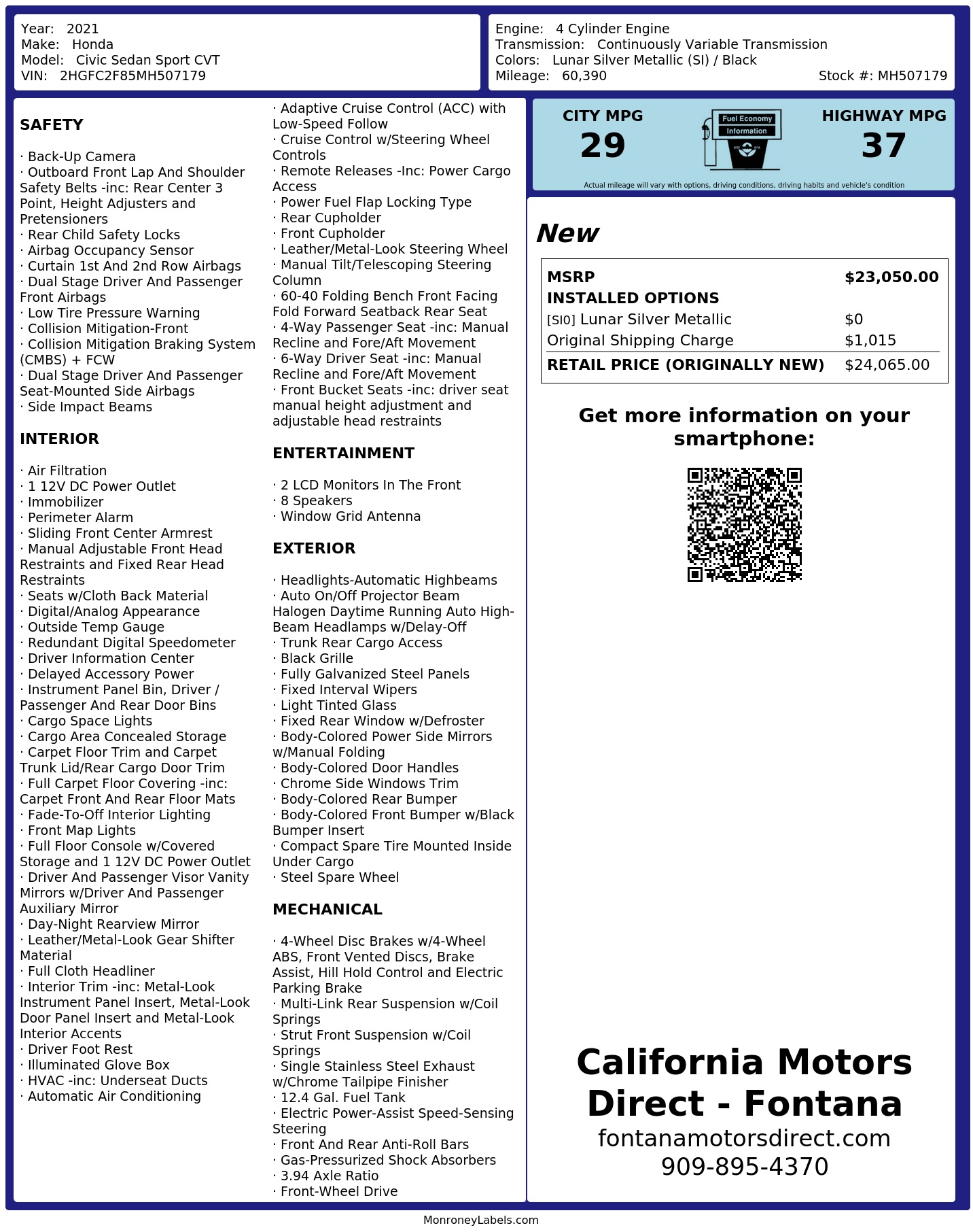 Monroney Label
