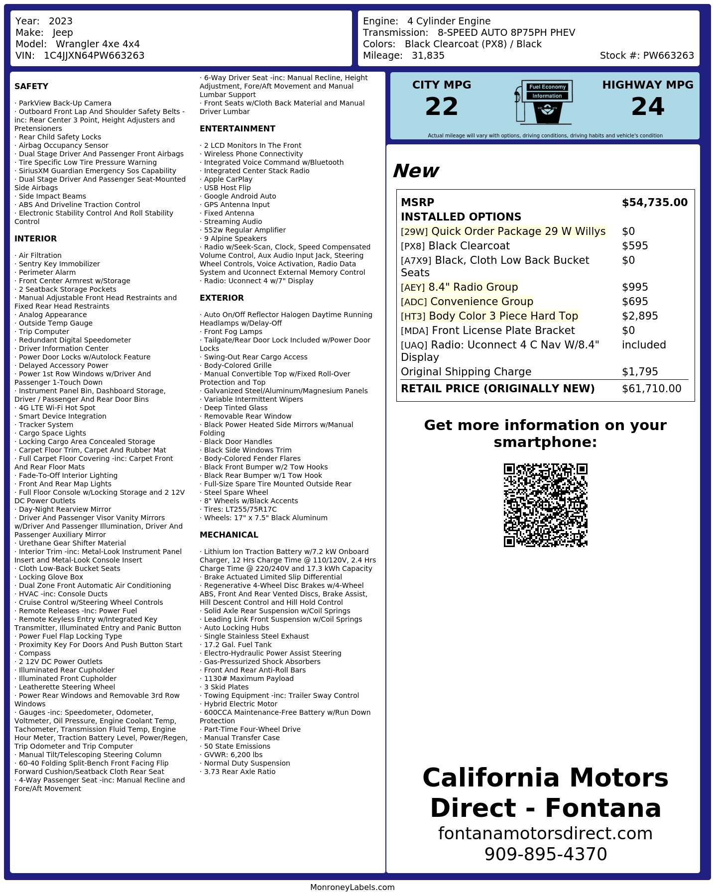 Monroney Label