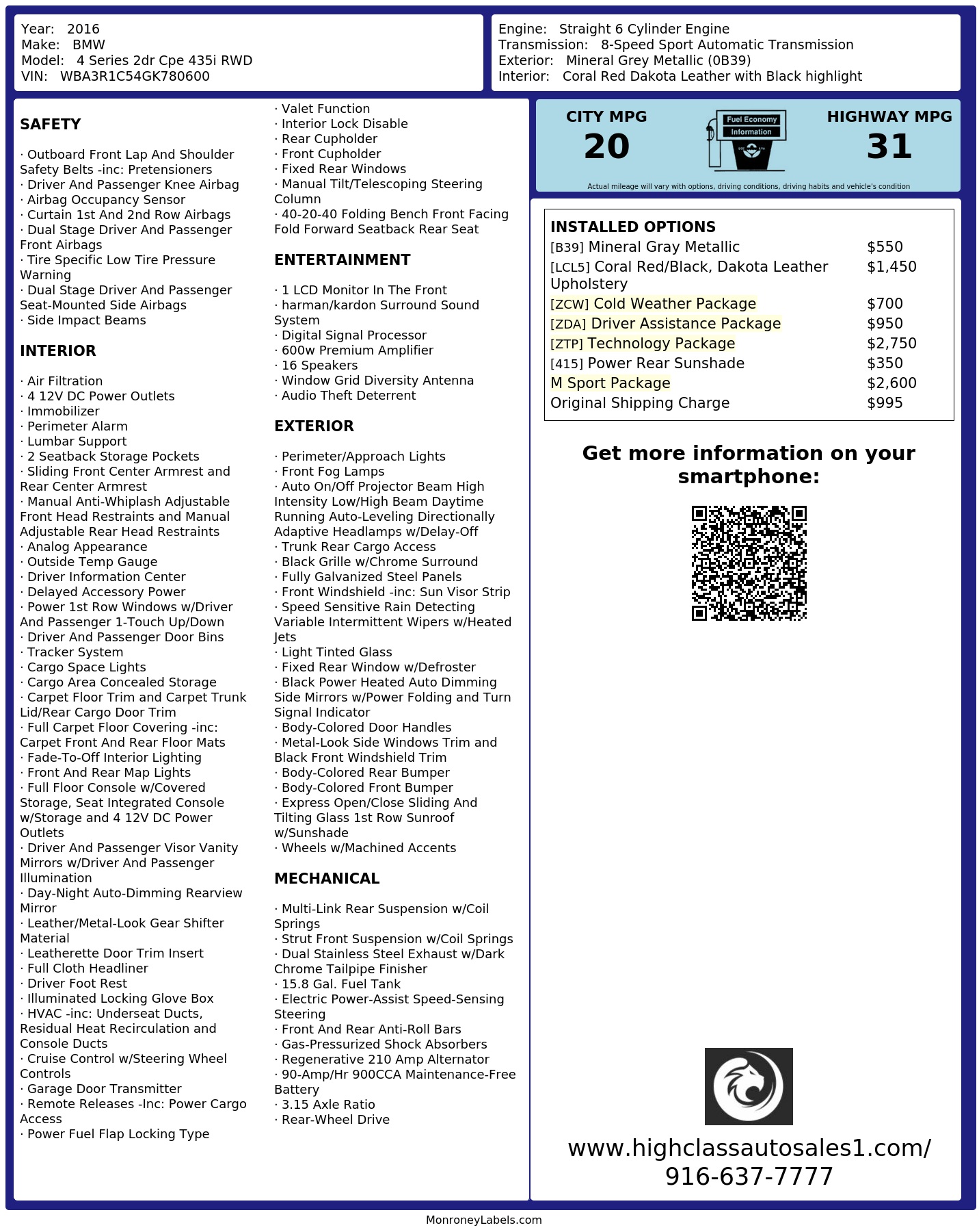 Monroney Label