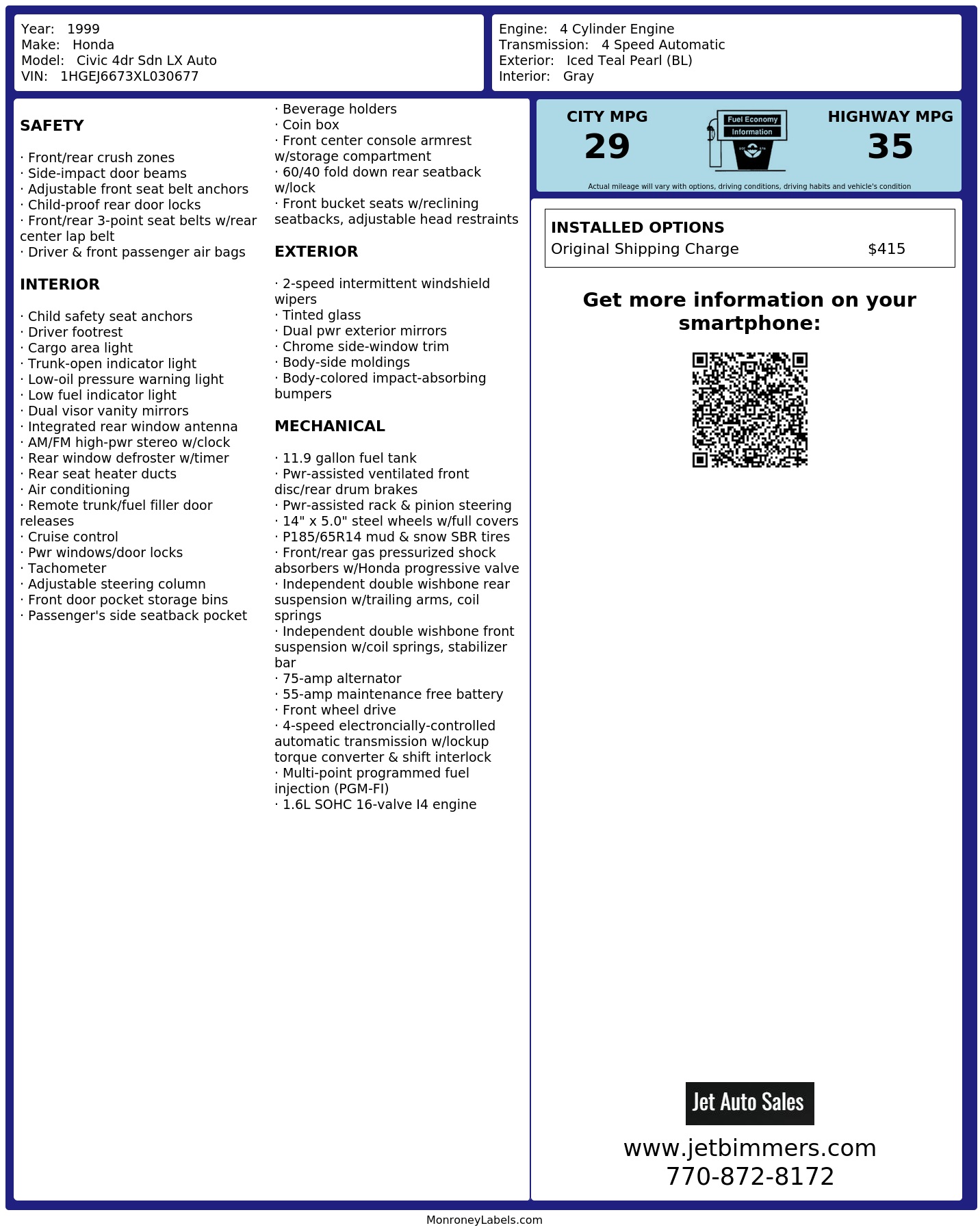 Monroney Label