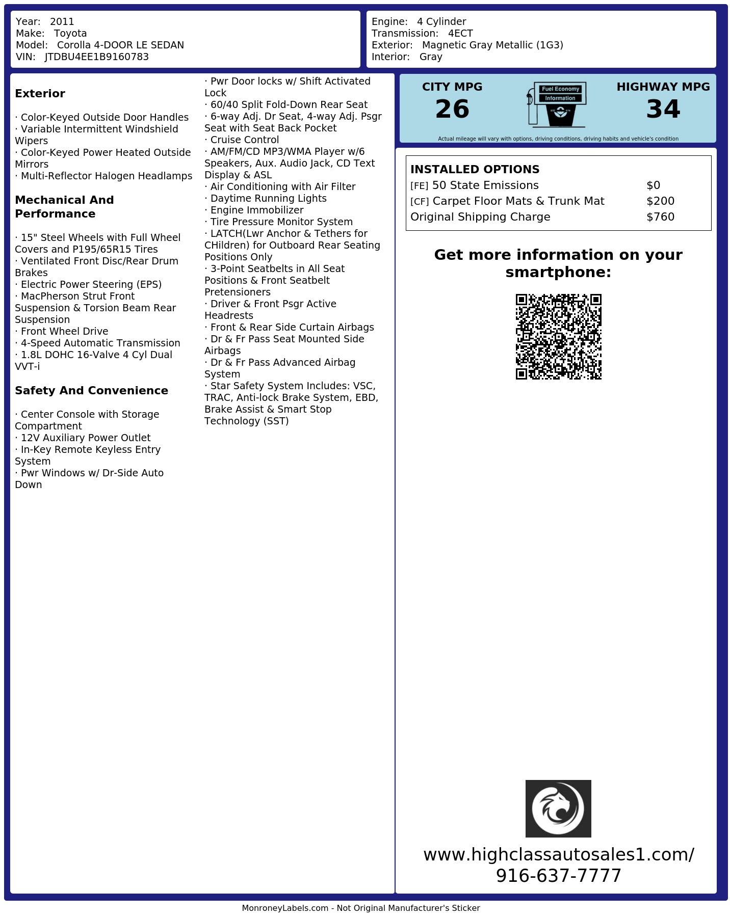 Monroney Label
