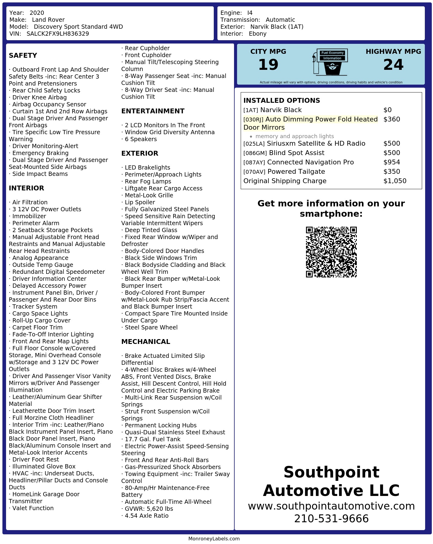 Monroney Label
