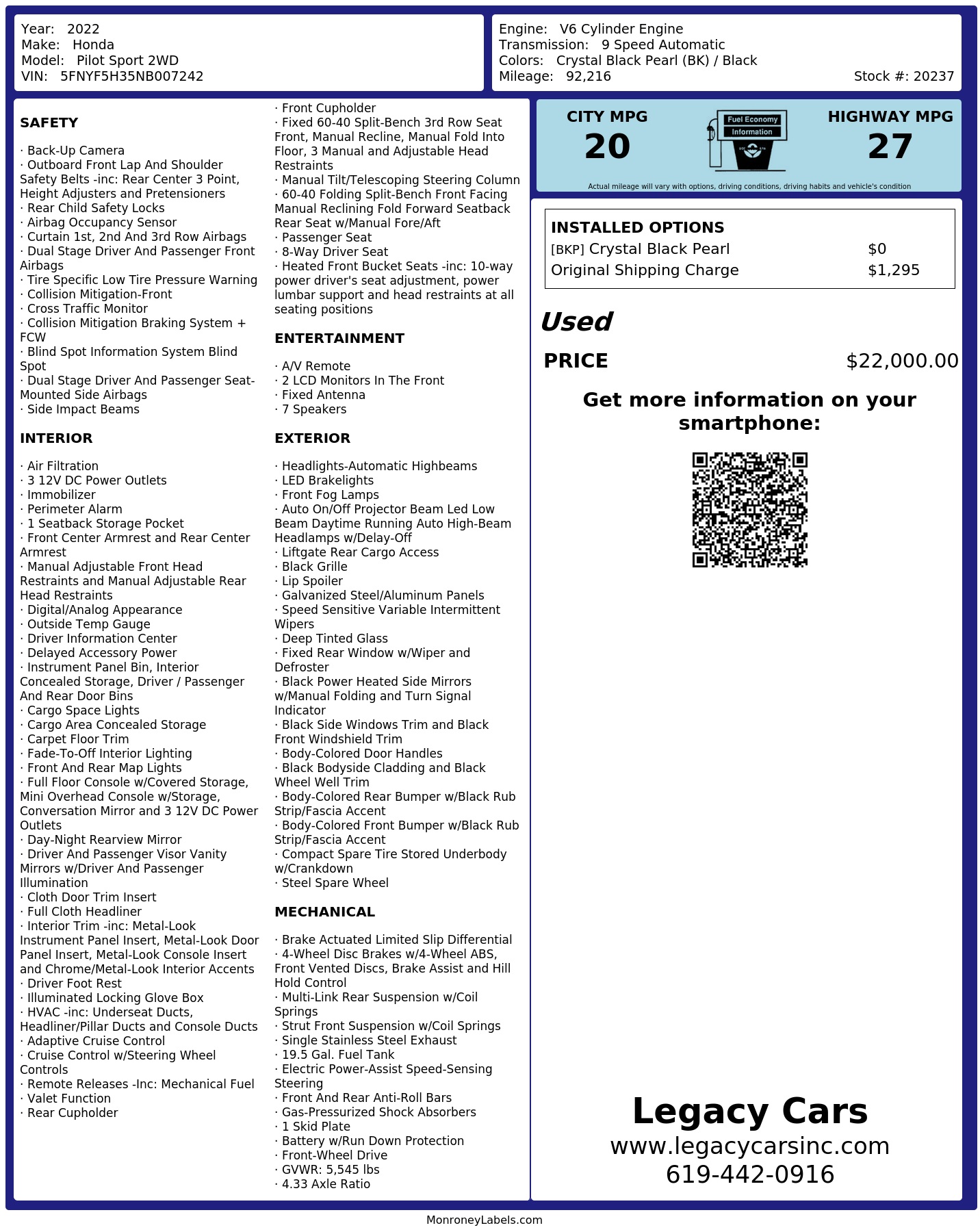 Monroney Label