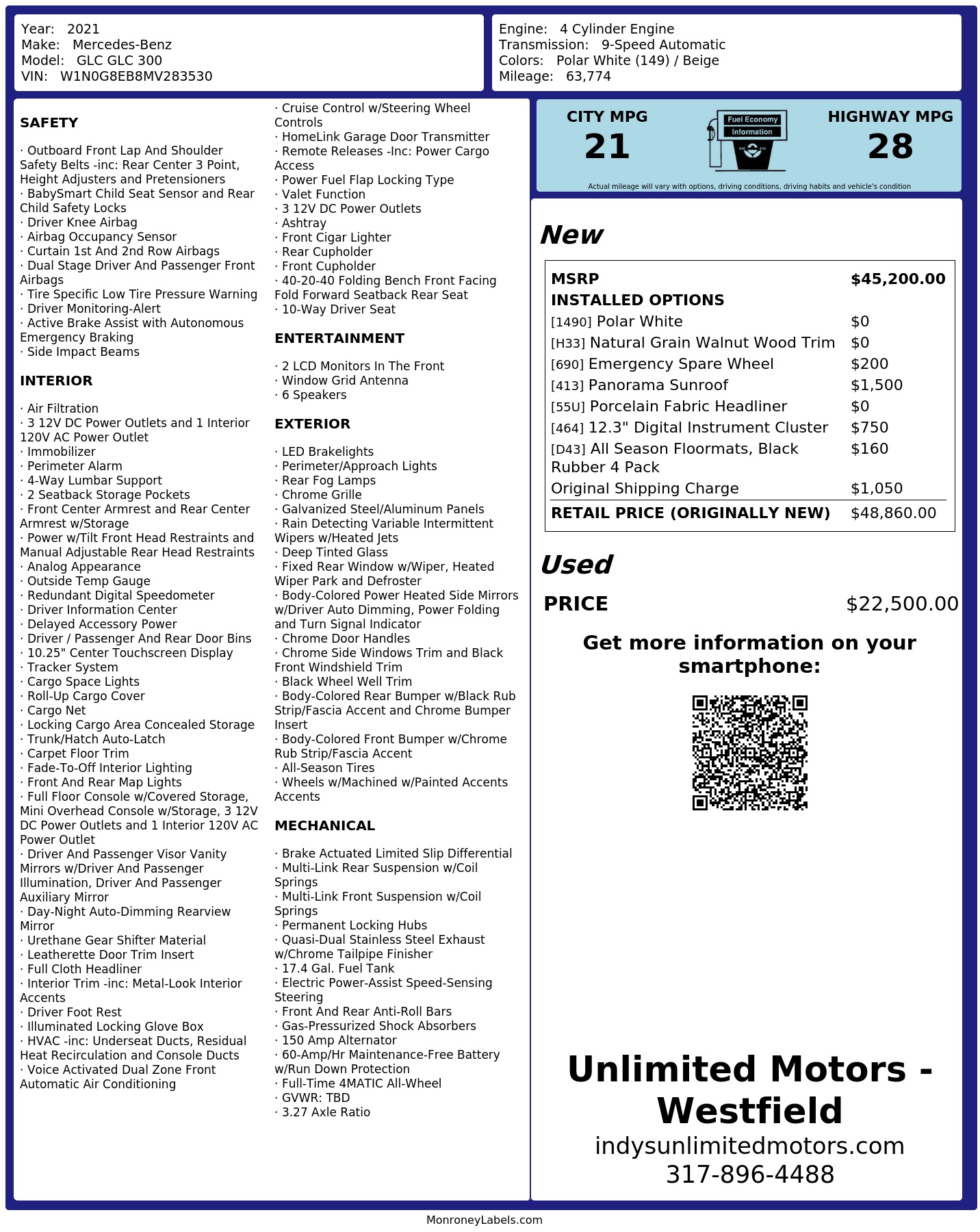 Monroney Label