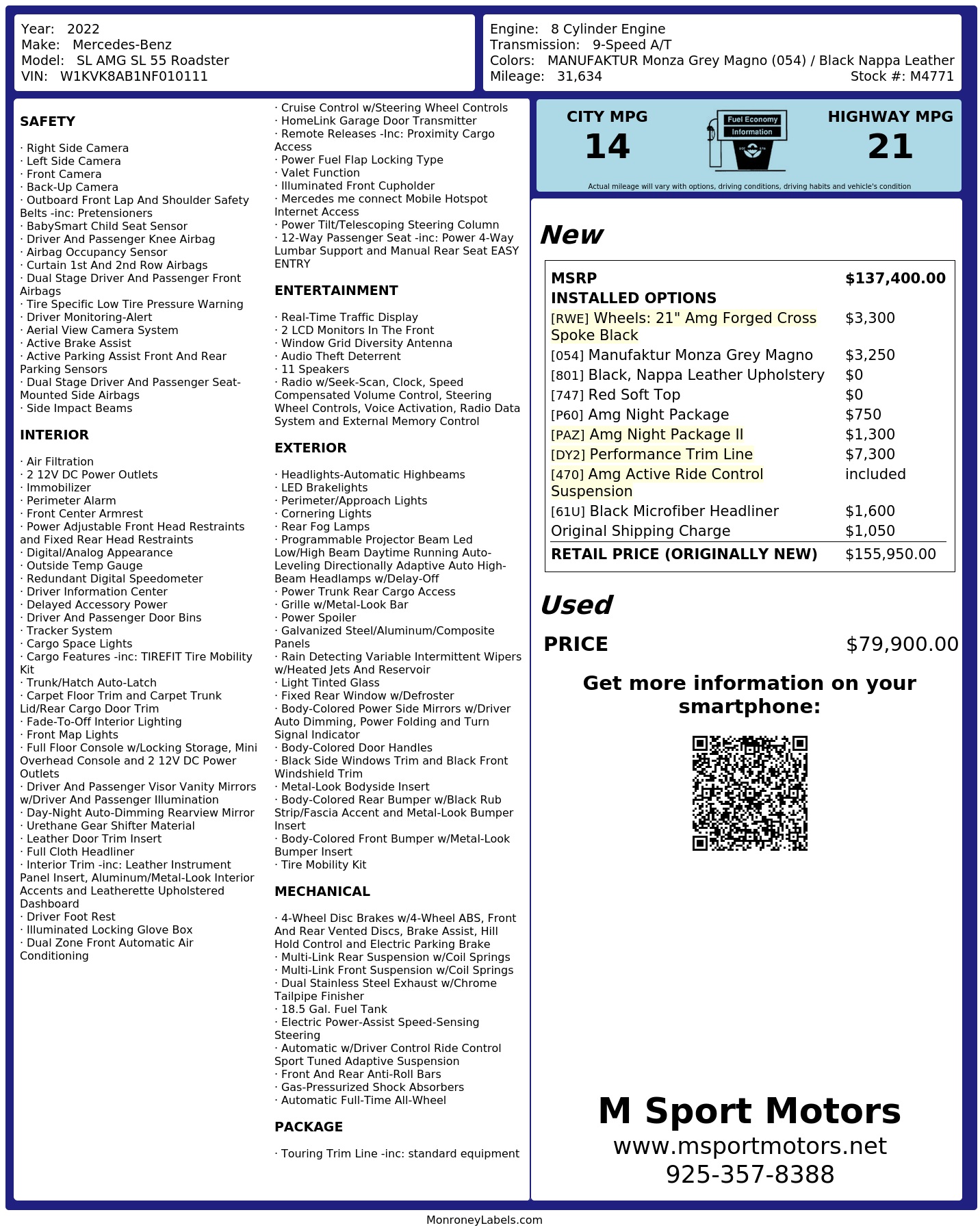 Monroney Label