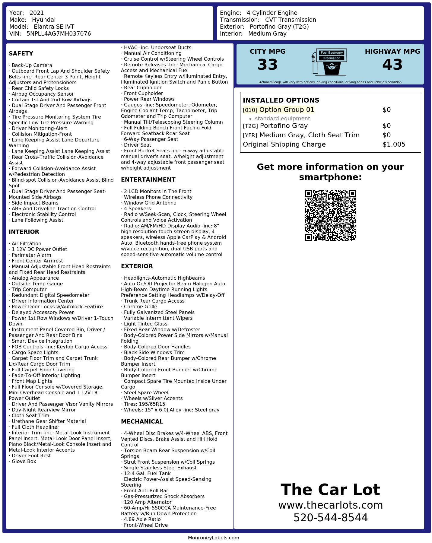 Monroney Label