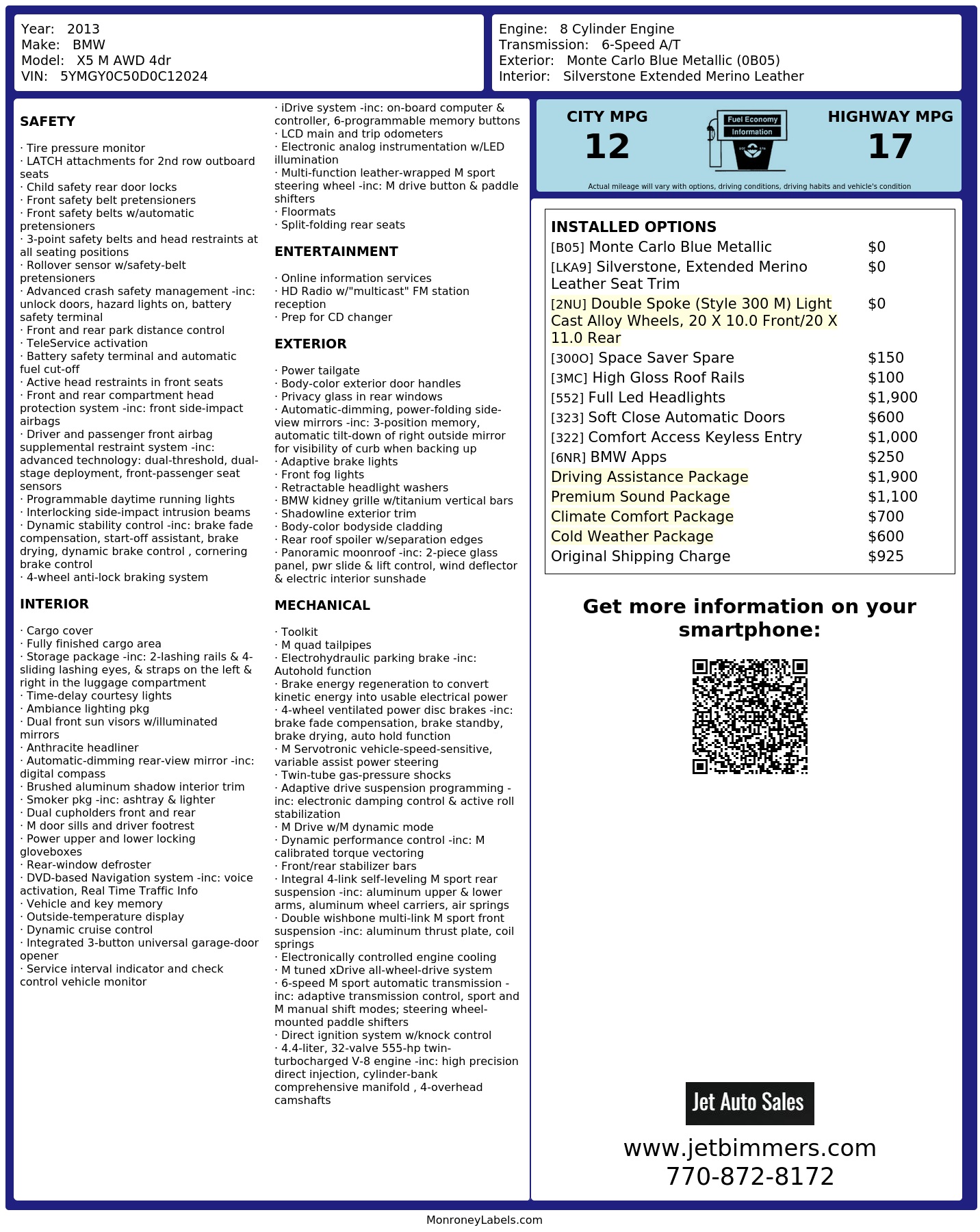 Monroney Label