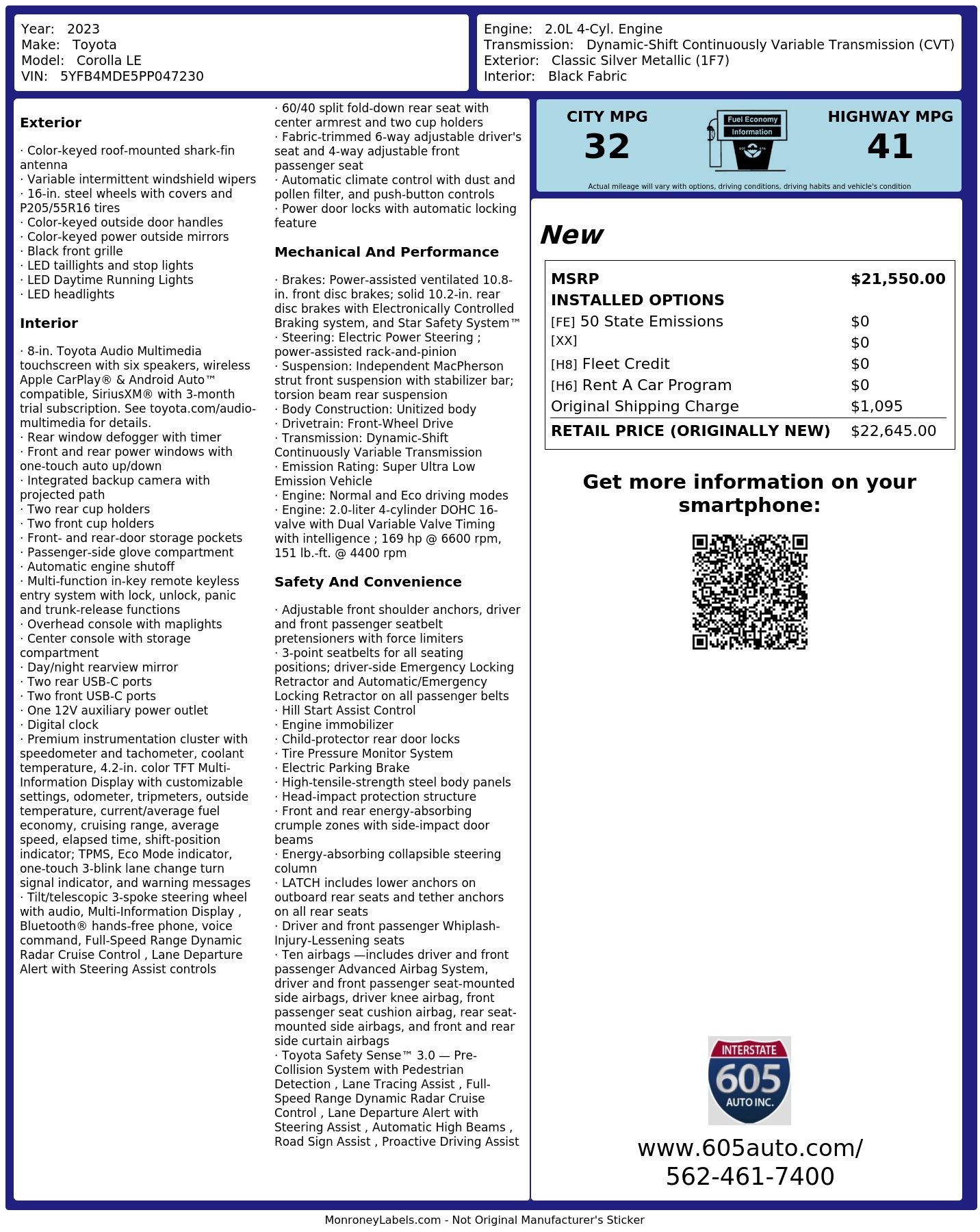 Monroney Label