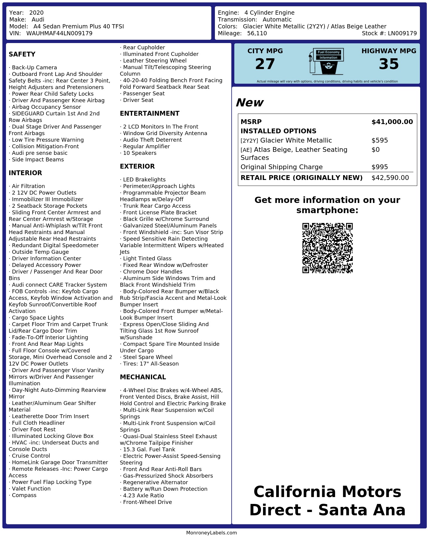 Monroney Label